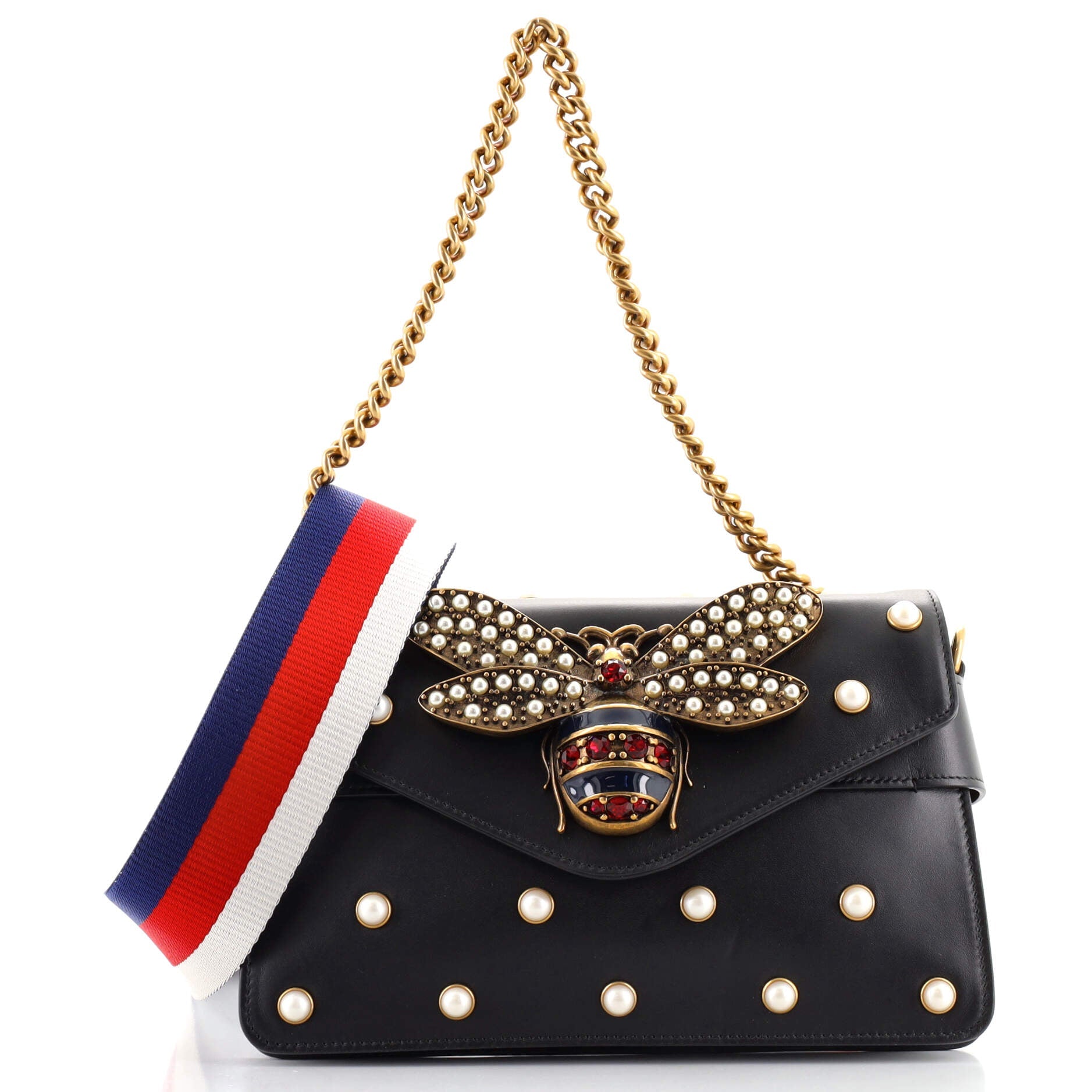 Broadway Pearly Bee Shoulder Bag Embellished Leather Mini