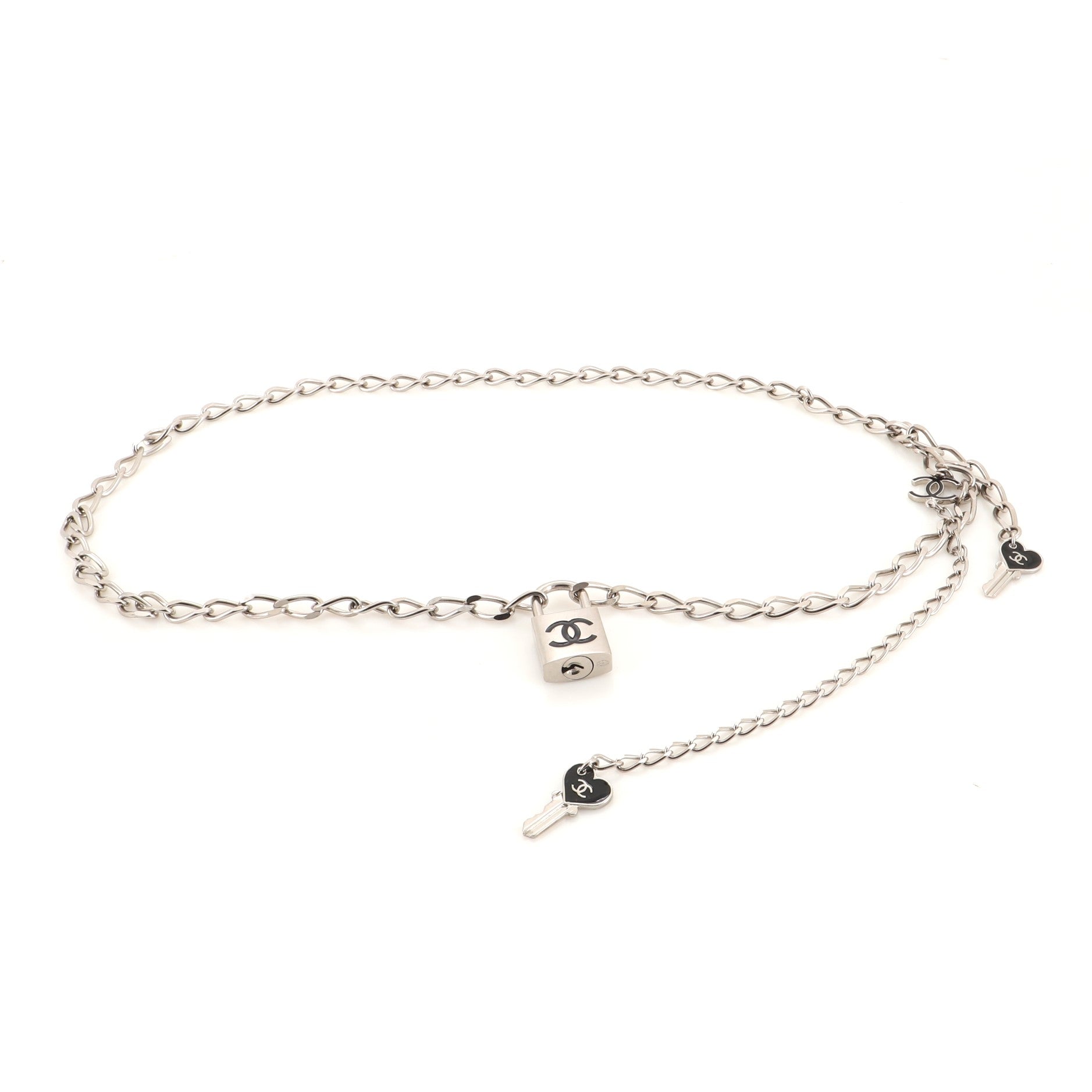 CC Chain Lock Charm Belt Metal with Enamel 105