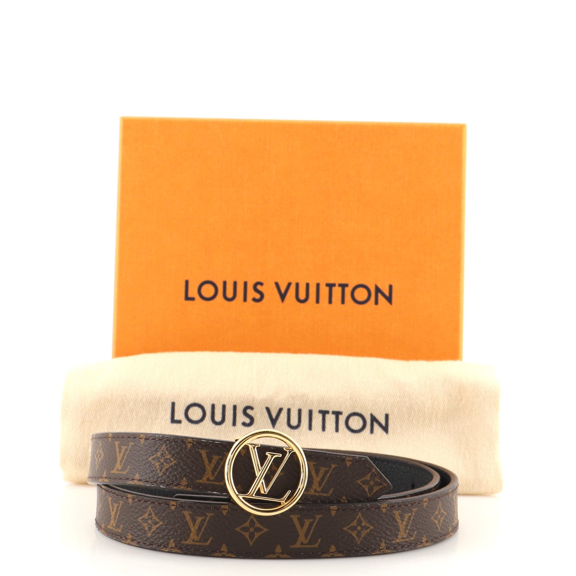LV Circle Reversible Belt Monogram Canvas and Epi Leather Thin 75