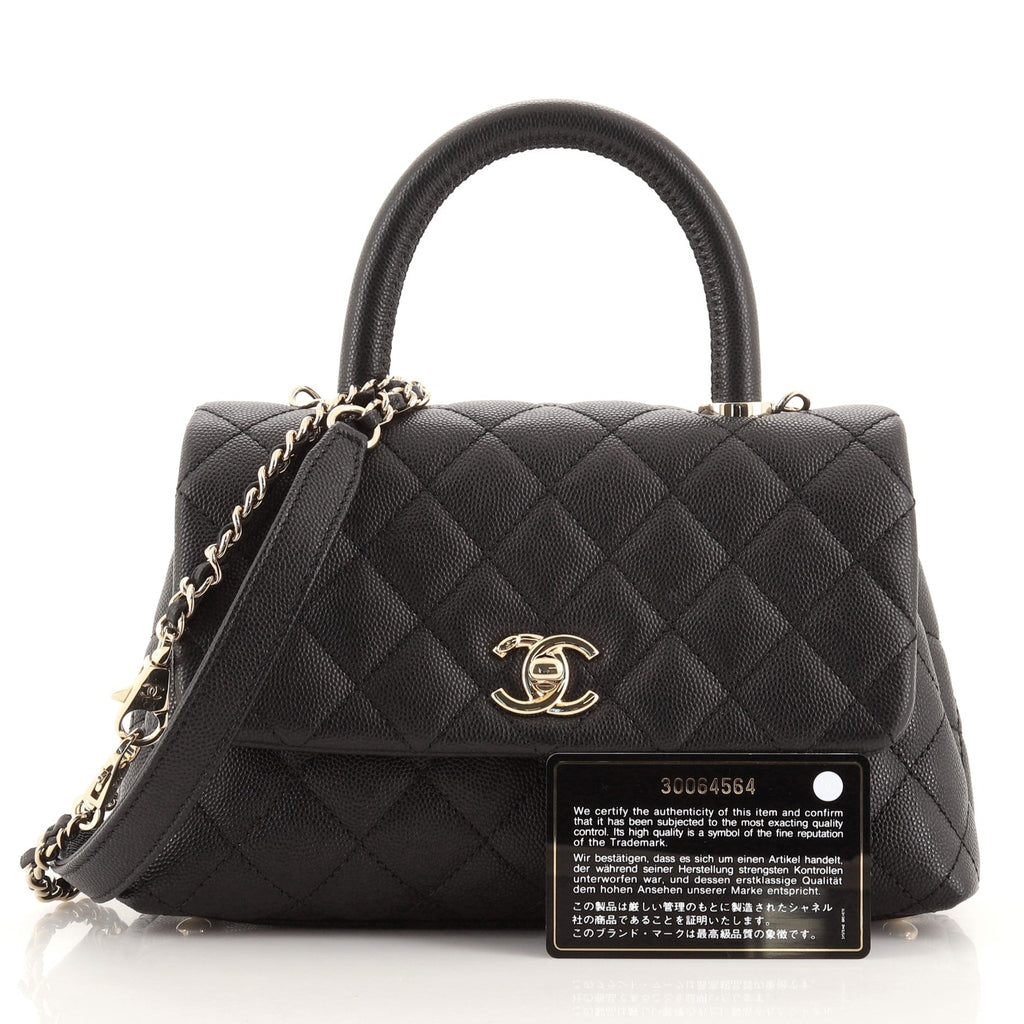 Coco Top Handle Bag Quilted Caviar Mini