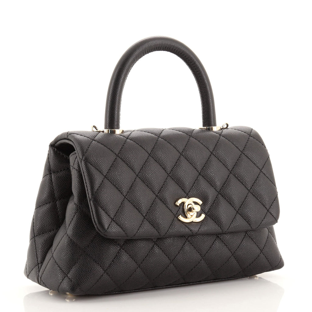 Coco Top Handle Bag Quilted Caviar Mini