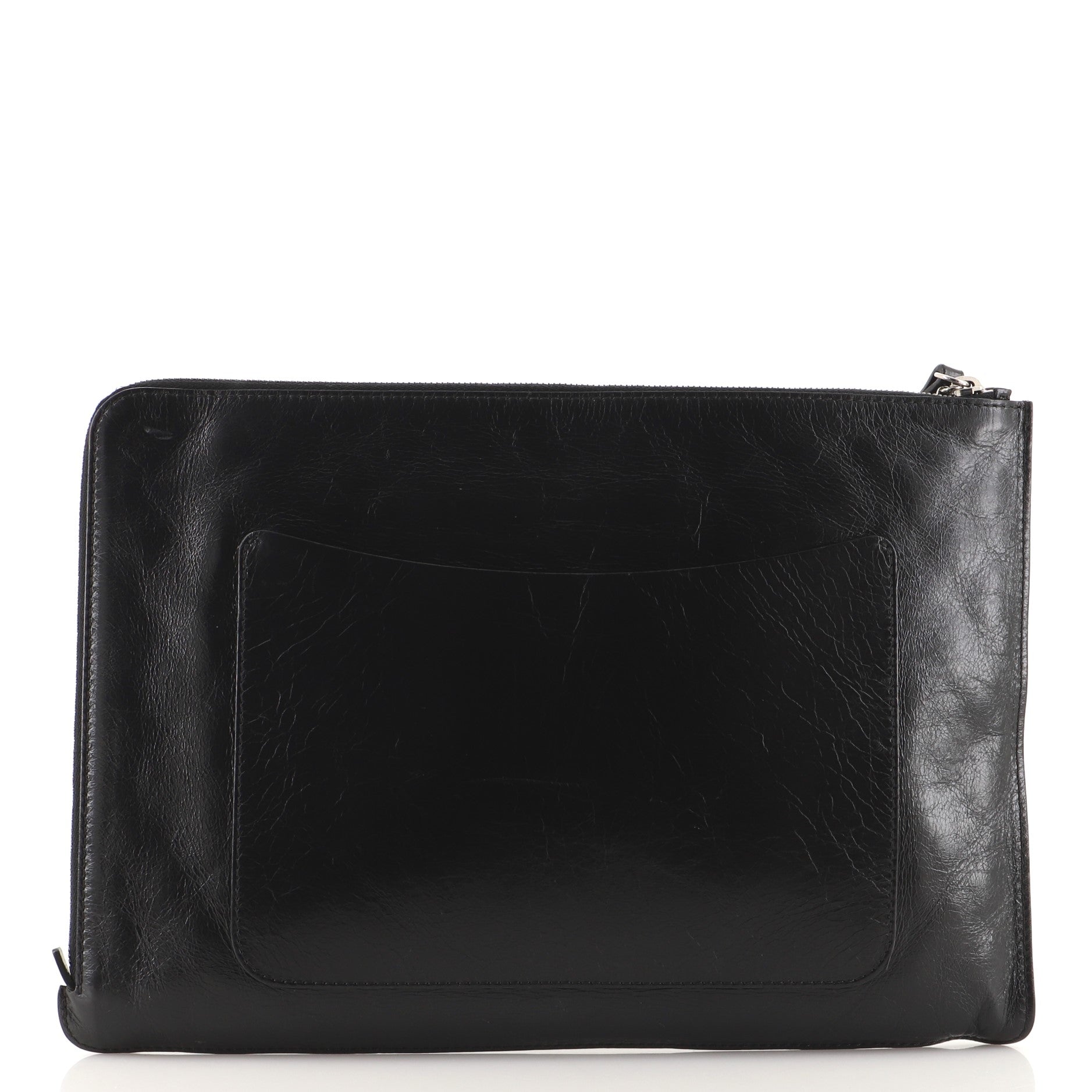 Feminine Pouch Crinkled Leather Large