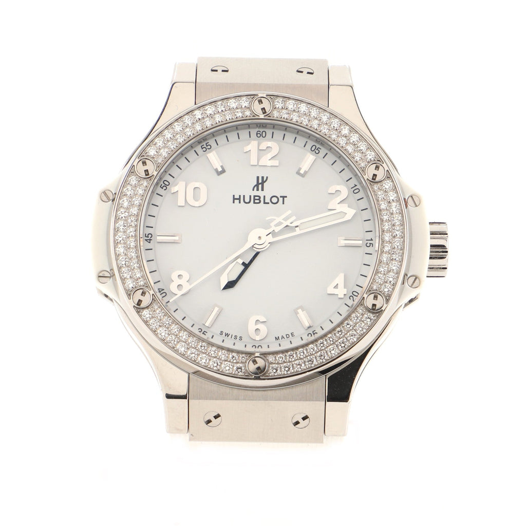 Big Bang Quartz Watch Stainless Steel and Rubber with Diamond Bezel 38