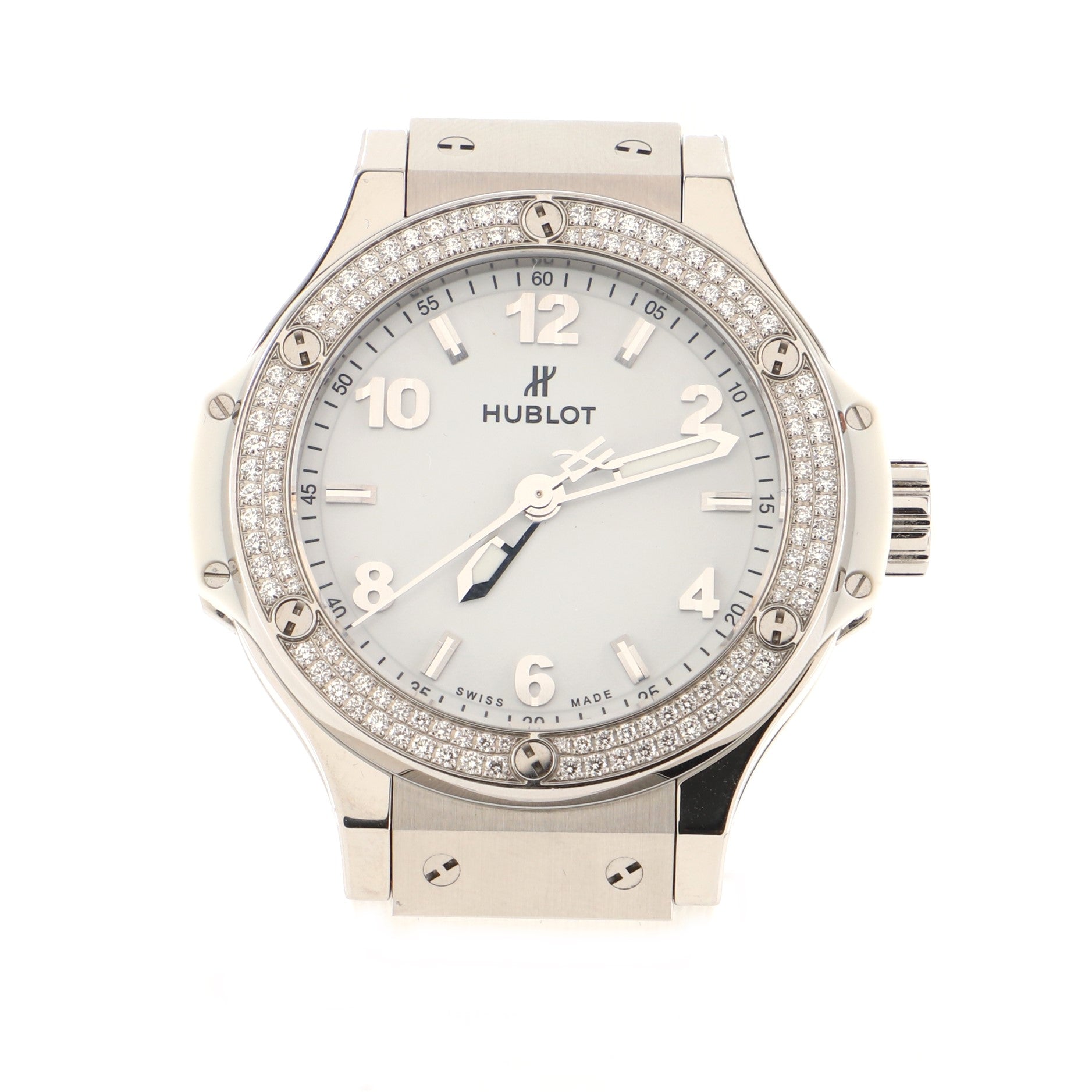 Big Bang Quartz Watch Stainless Steel and Rubber with Diamond Bezel 38