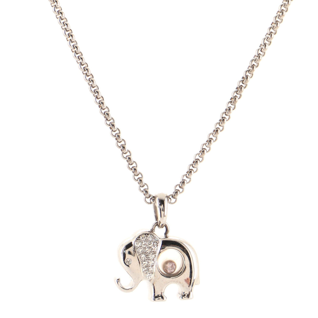 Happy Elephant Pendant Necklace 18K White Gold with Diamonds