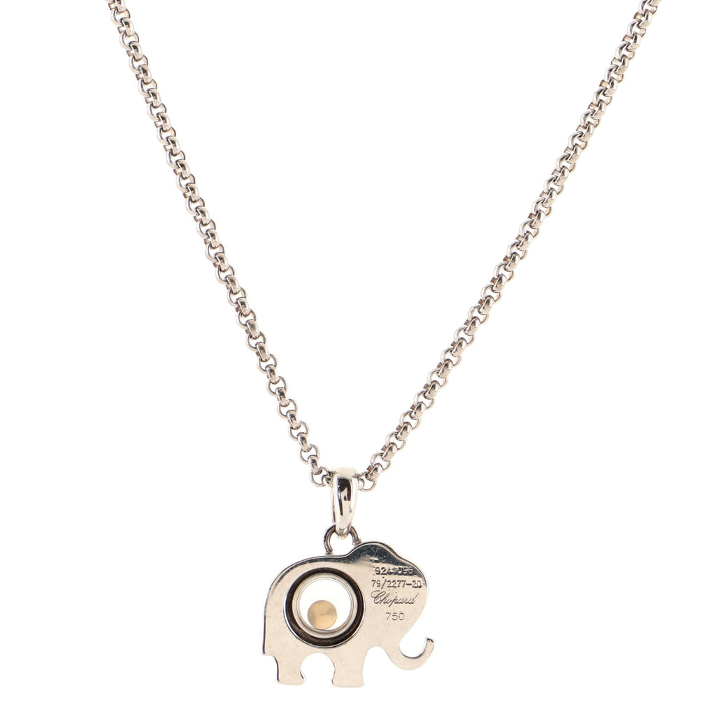 Happy Elephant Pendant Necklace 18K White Gold with Diamonds