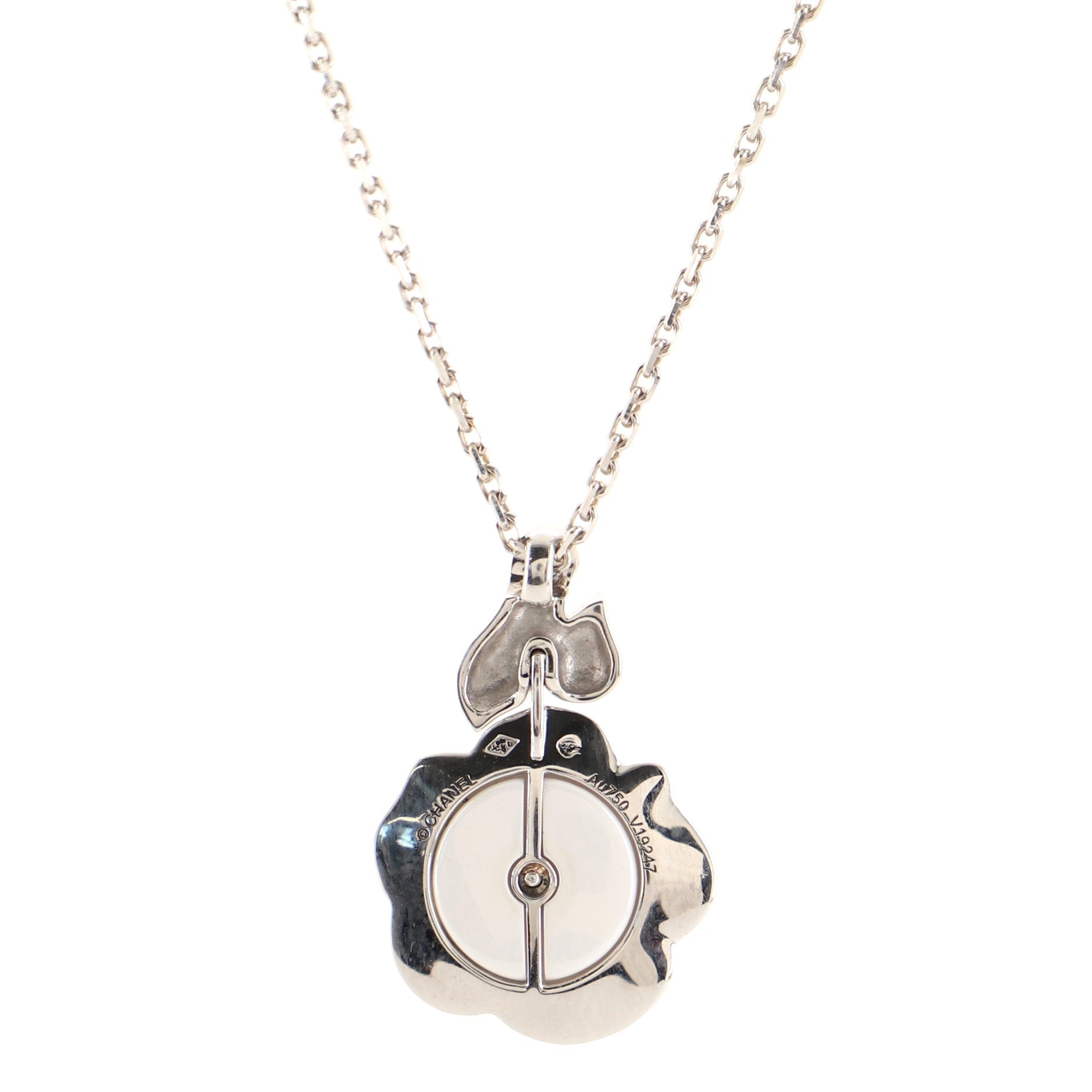Camelia Pendant Necklace 18K White Gold with Diamonds and Ceramic