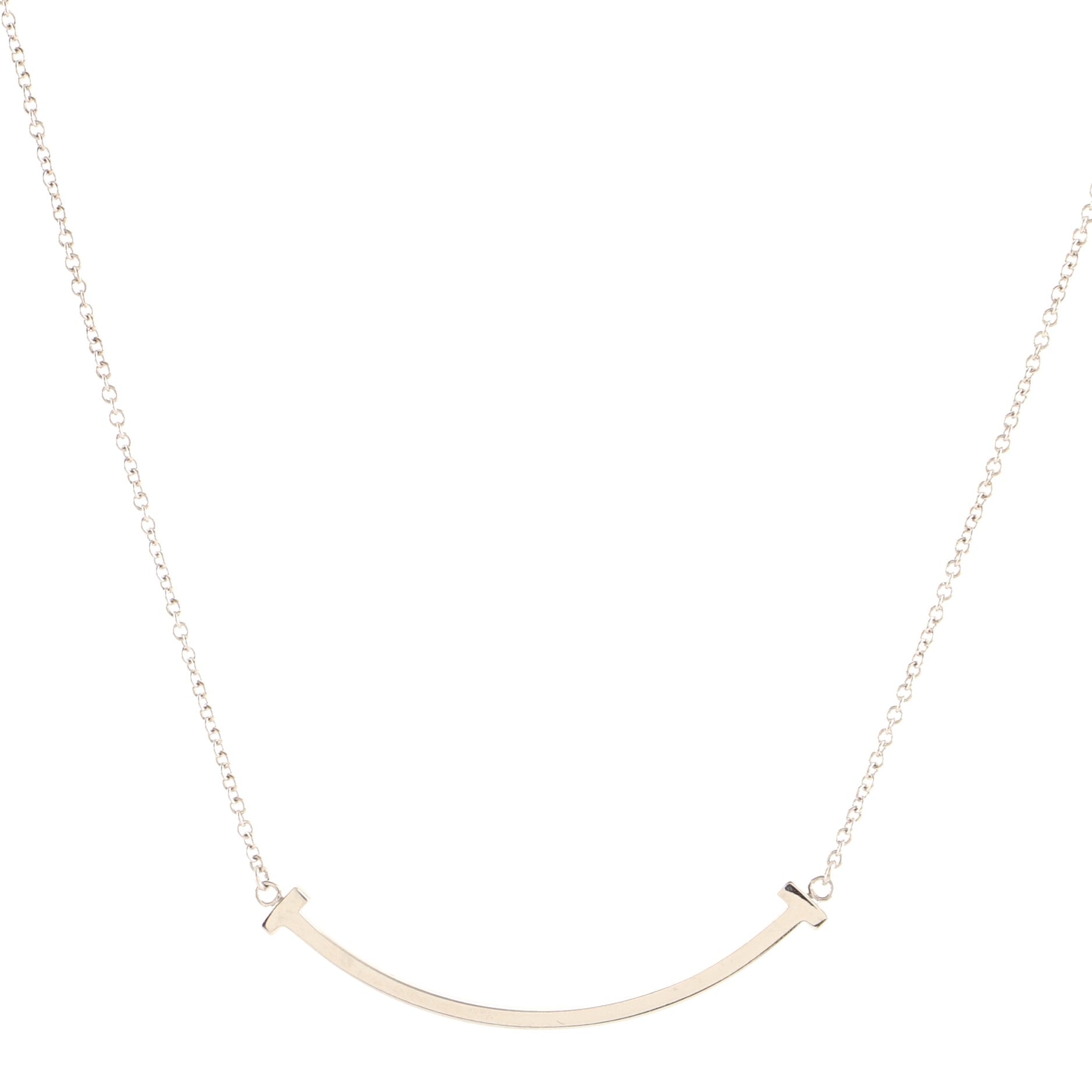T Smile Pendant Necklace 18K White Gold Small