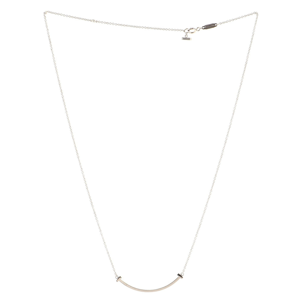 T Smile Pendant Necklace 18K White Gold Small