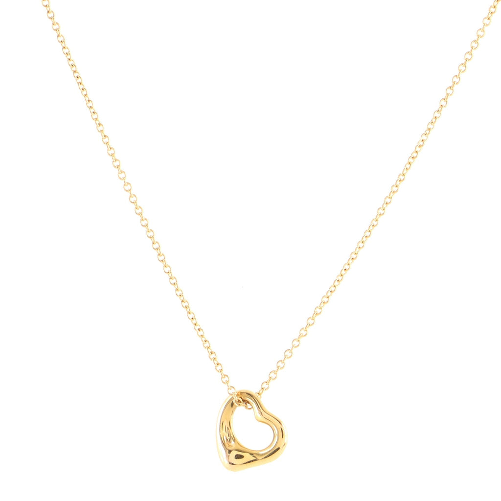 Elsa Peretti Open Heart Pendant Necklace 18K Rose Gold 11mm