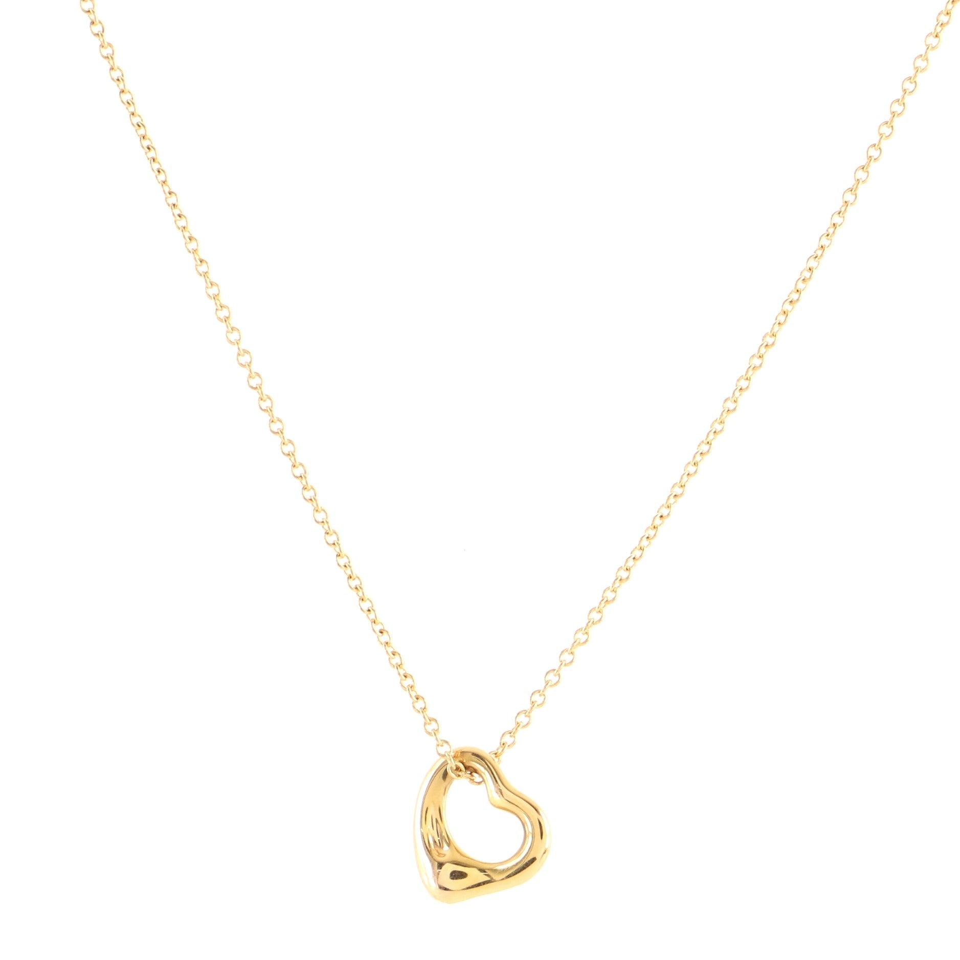 Elsa Peretti Open Heart Pendant Necklace 18K Rose Gold 11mm