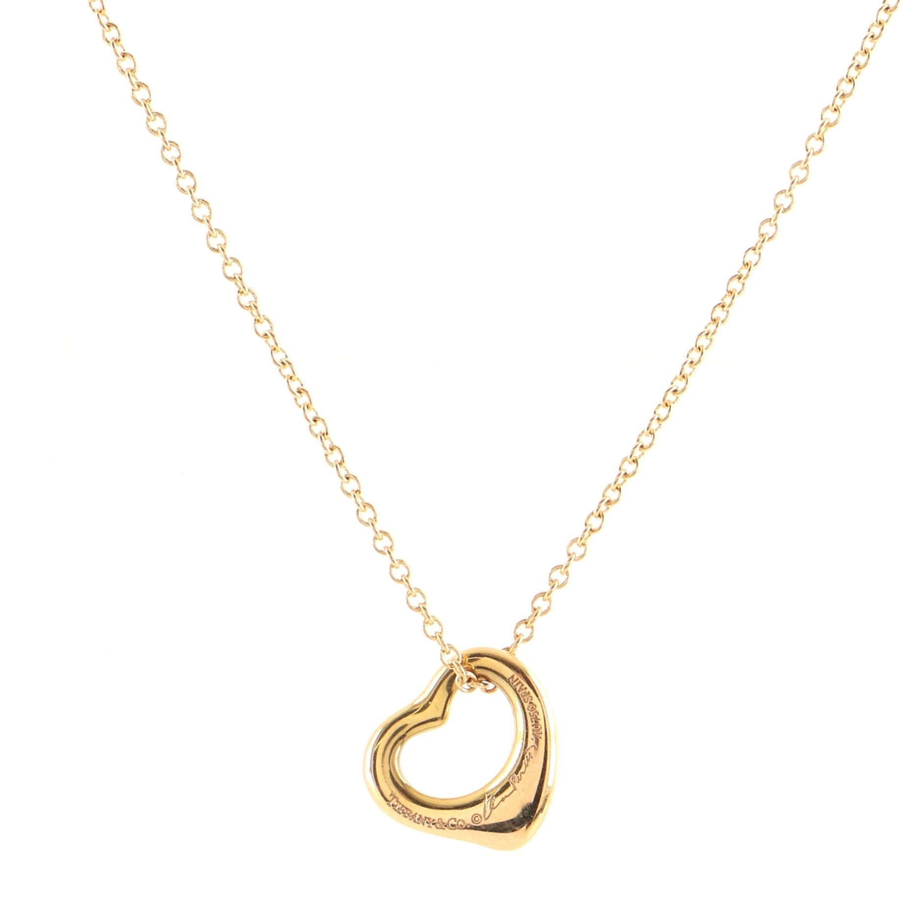 Elsa Peretti Open Heart Pendant Necklace 18K Rose Gold 11mm