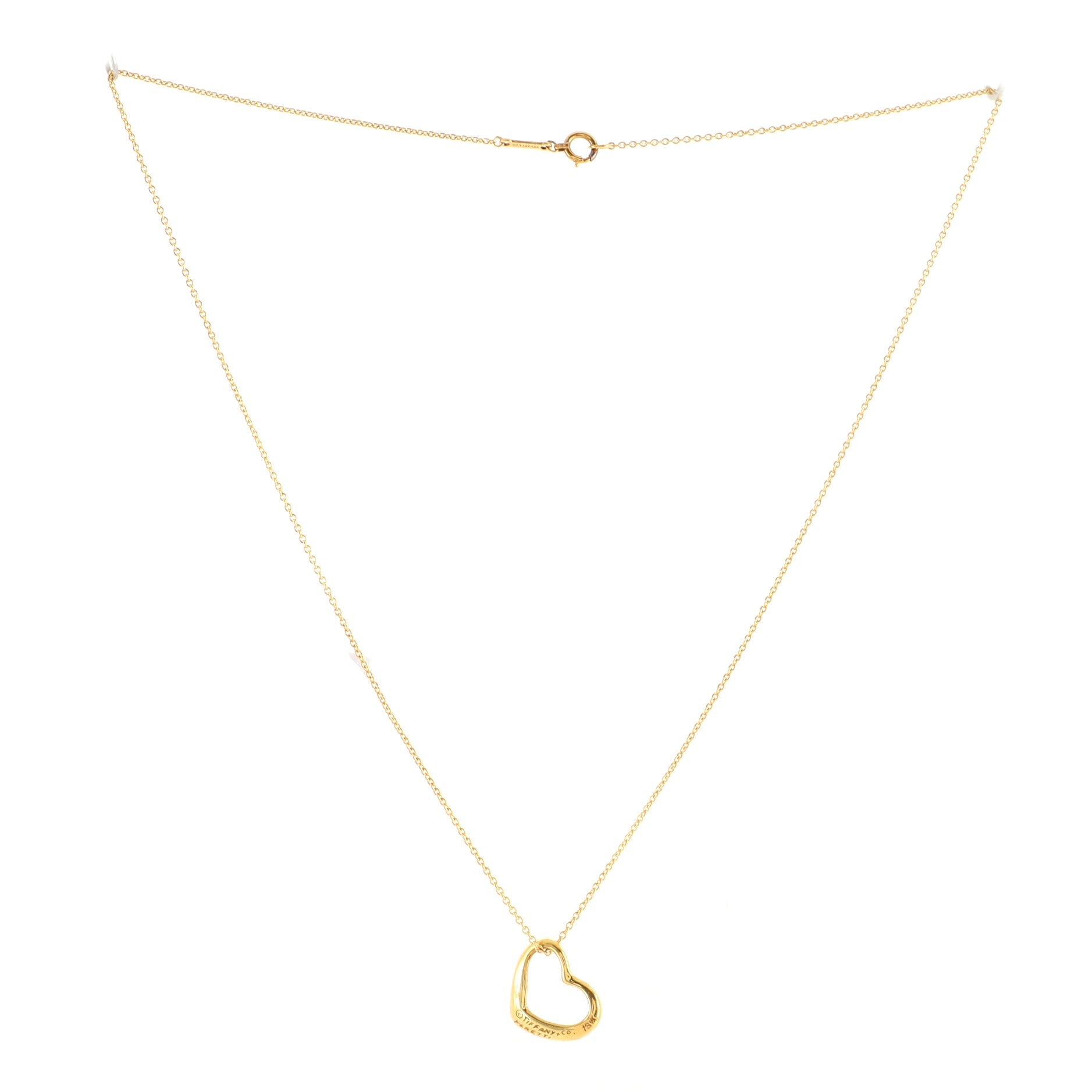 Elsa Peretti Open Heart Pendant Necklace 18K Yellow Gold 16mm