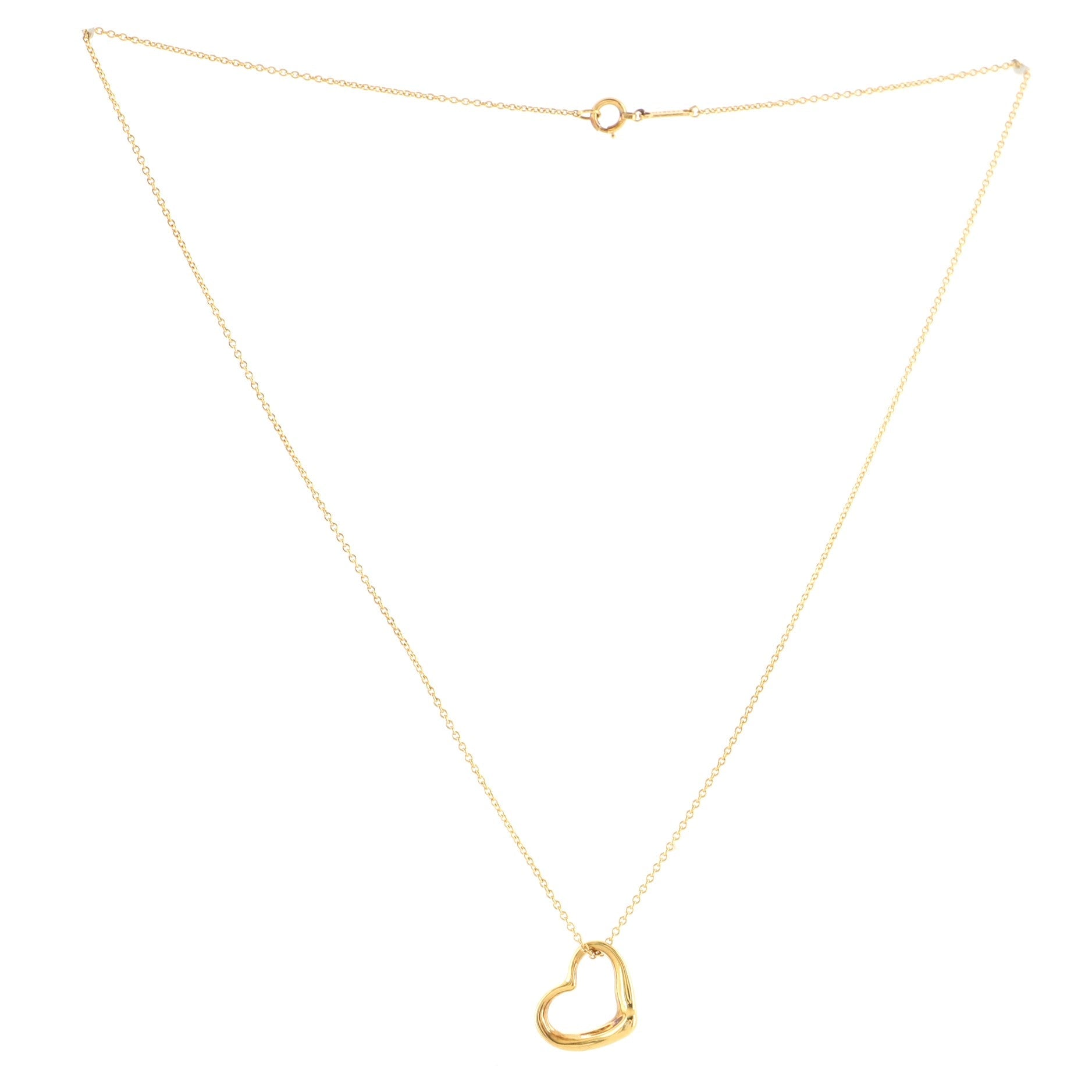 Elsa Peretti Open Heart Pendant Necklace 18K Yellow Gold 16mm