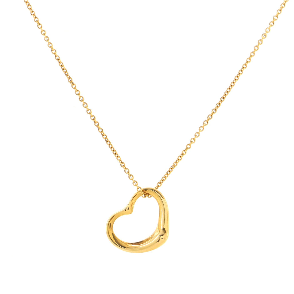 Elsa Peretti Open Heart Pendant Necklace 18K Yellow Gold 16mm