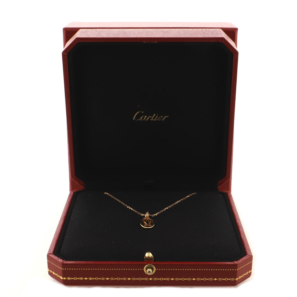 Logo Double C Pendant Necklace 18K Rose Gold with Diamonds