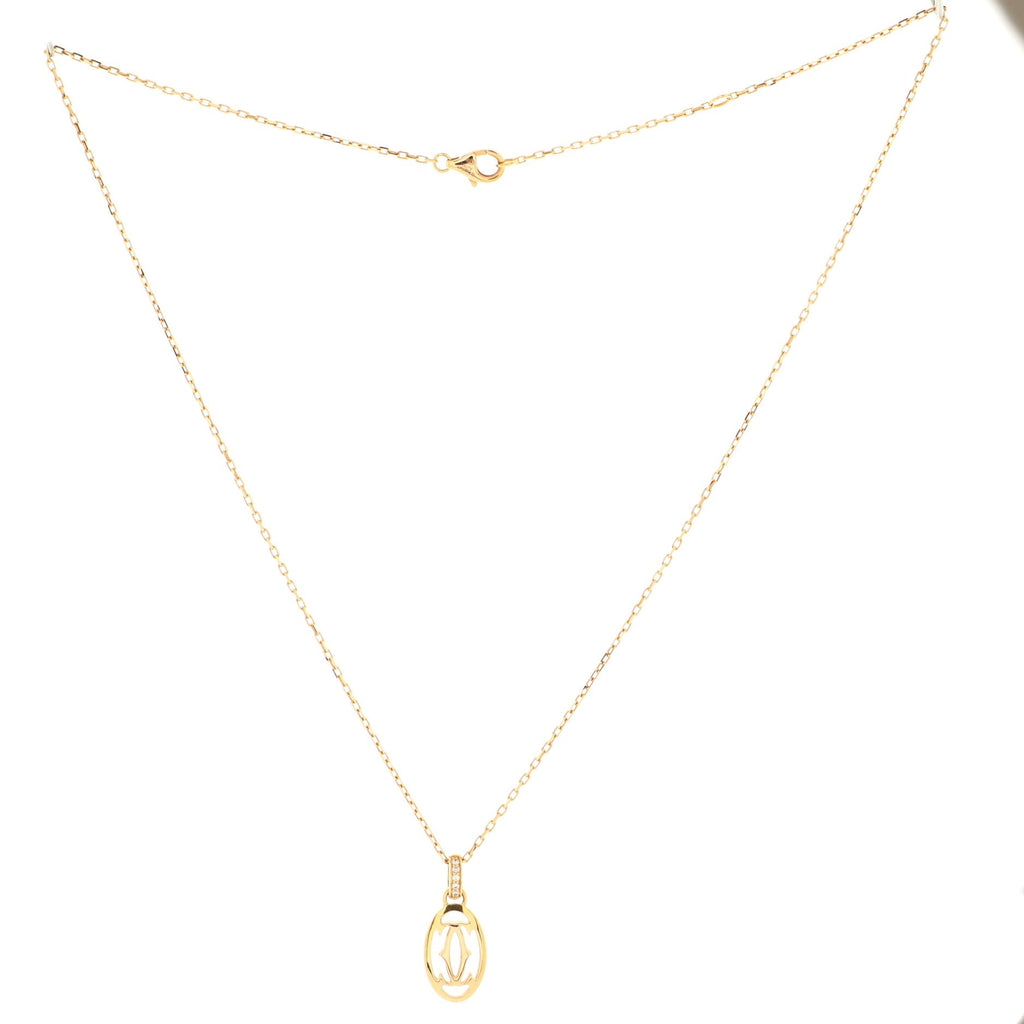 Logo Double C Pendant Necklace 18K Rose Gold with Diamonds