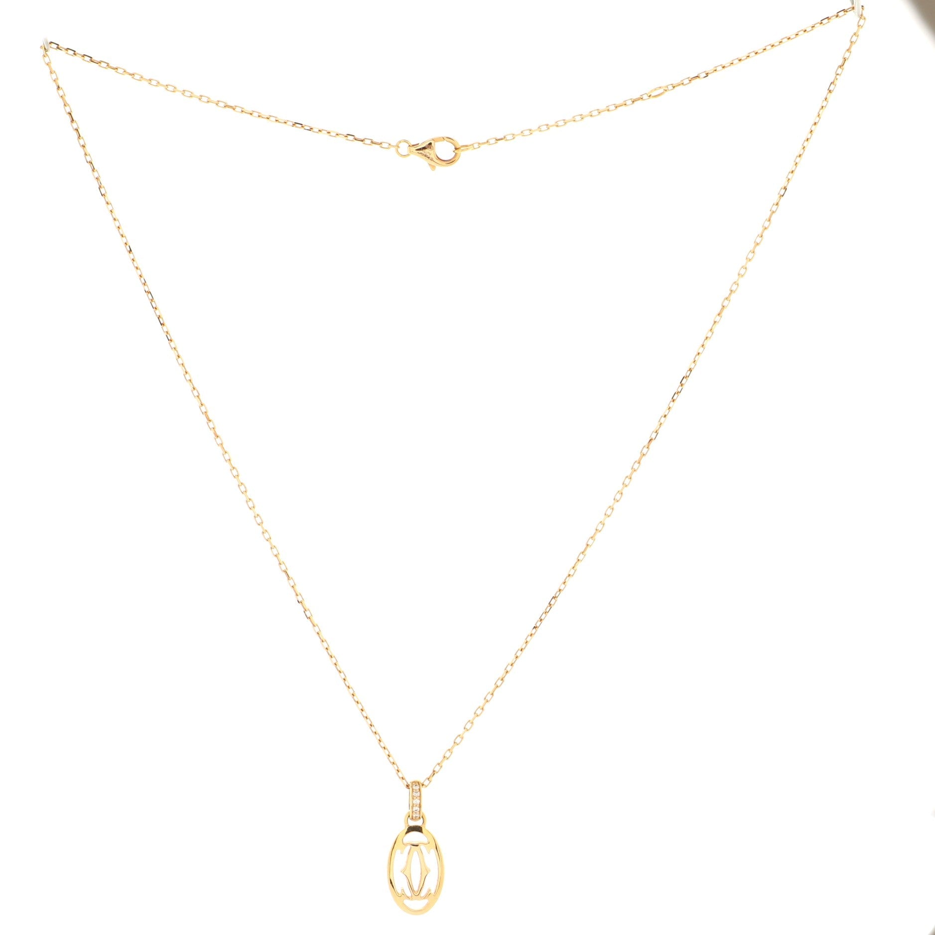 Logo Double C Pendant Necklace 18K Rose Gold with Diamonds