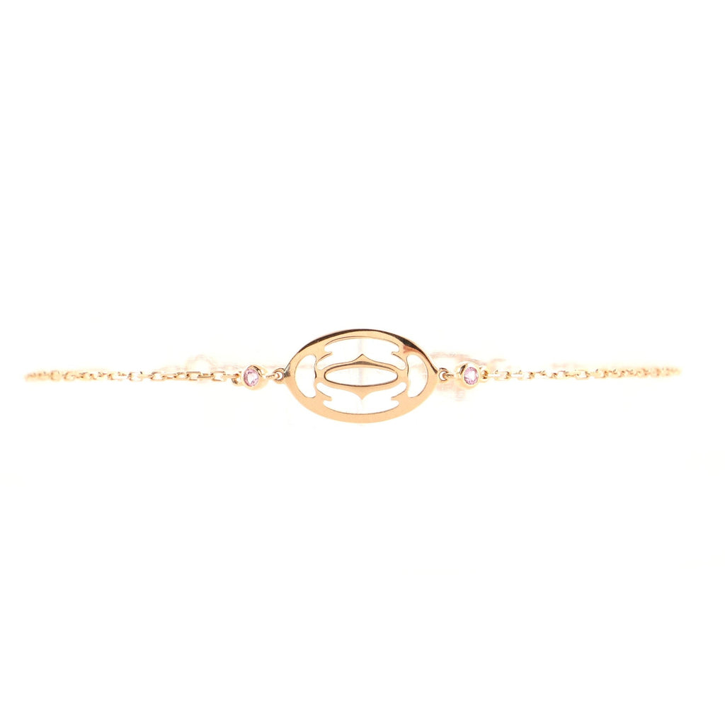 Double C Logo Bracelet 18K Rose Gold with Pink Sapphires