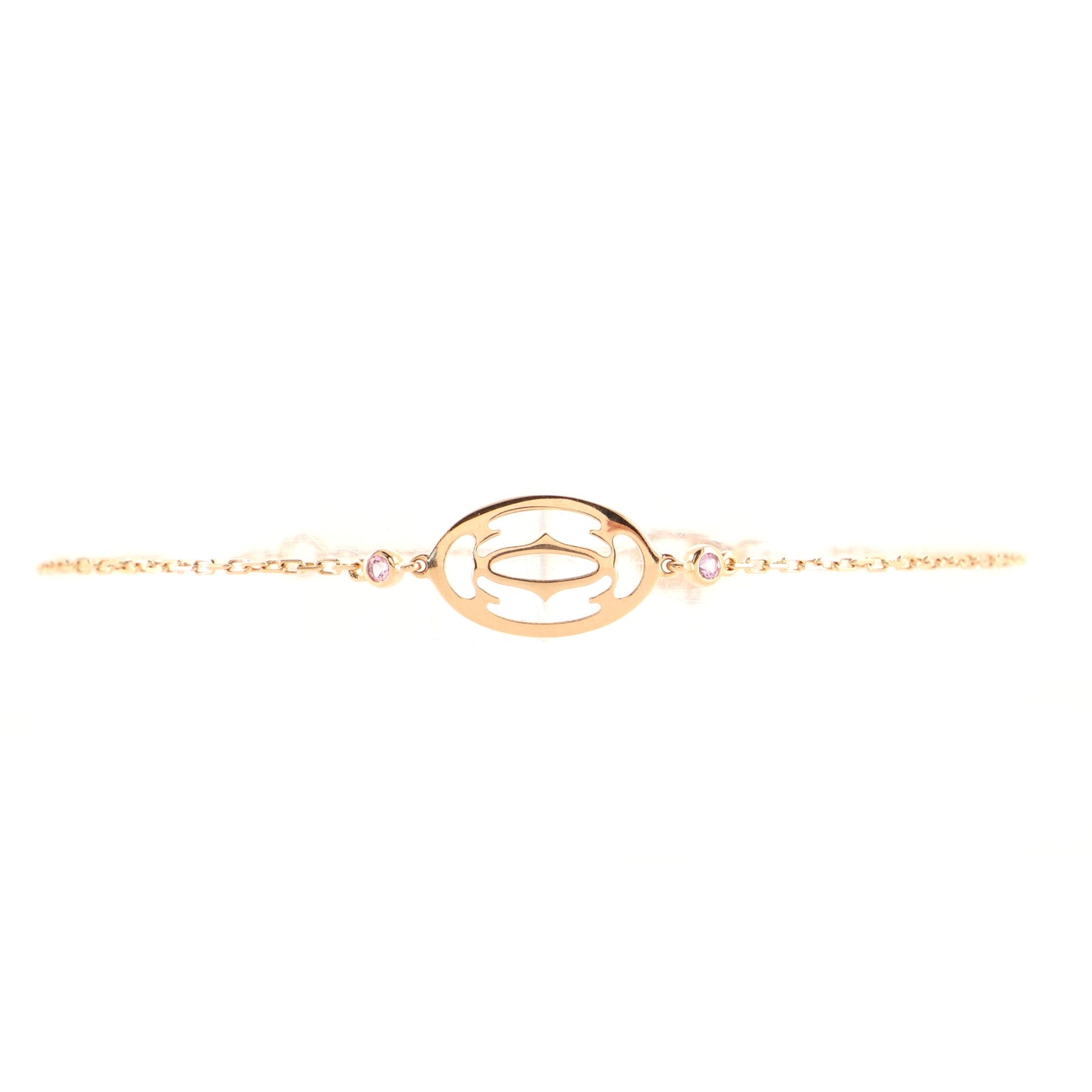 Double C Logo Bracelet 18K Rose Gold with Pink Sapphires