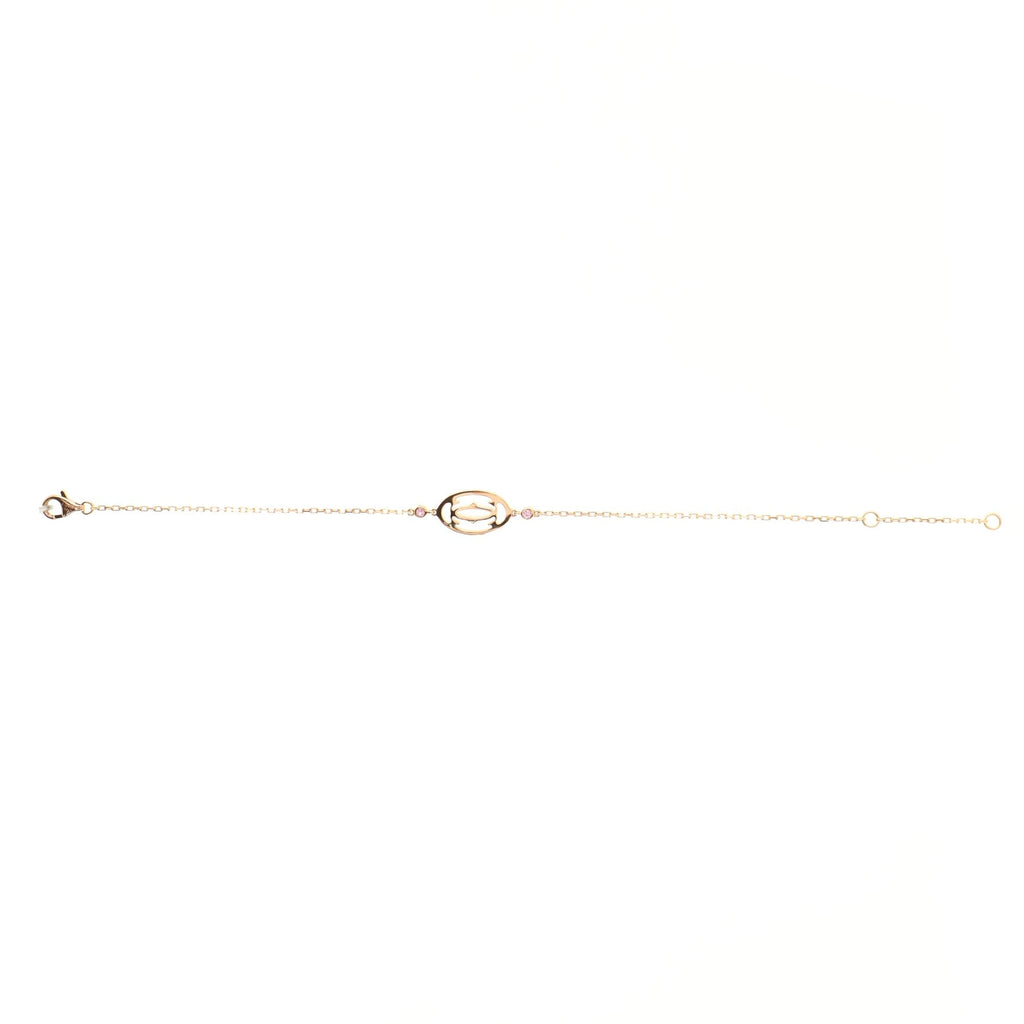 Double C Logo Bracelet 18K Rose Gold with Pink Sapphires