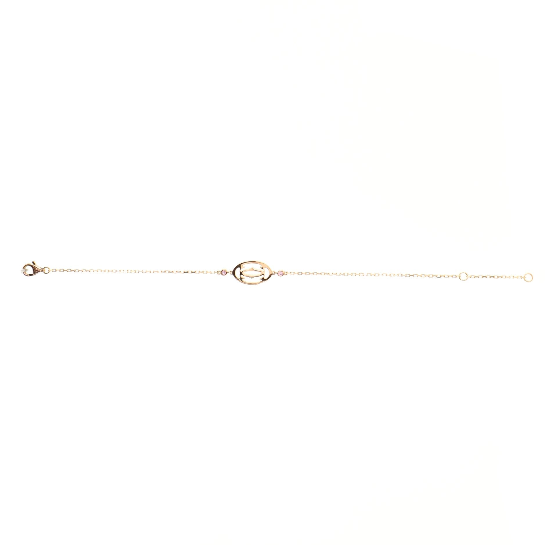 Double C Logo Bracelet 18K Rose Gold with Pink Sapphires