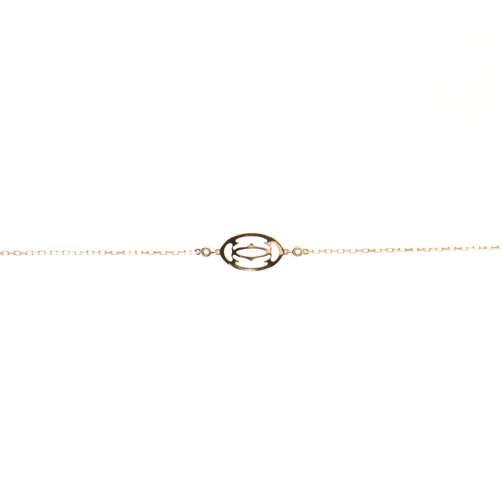 Double C Logo Bracelet 18K Rose Gold with Pink Sapphires