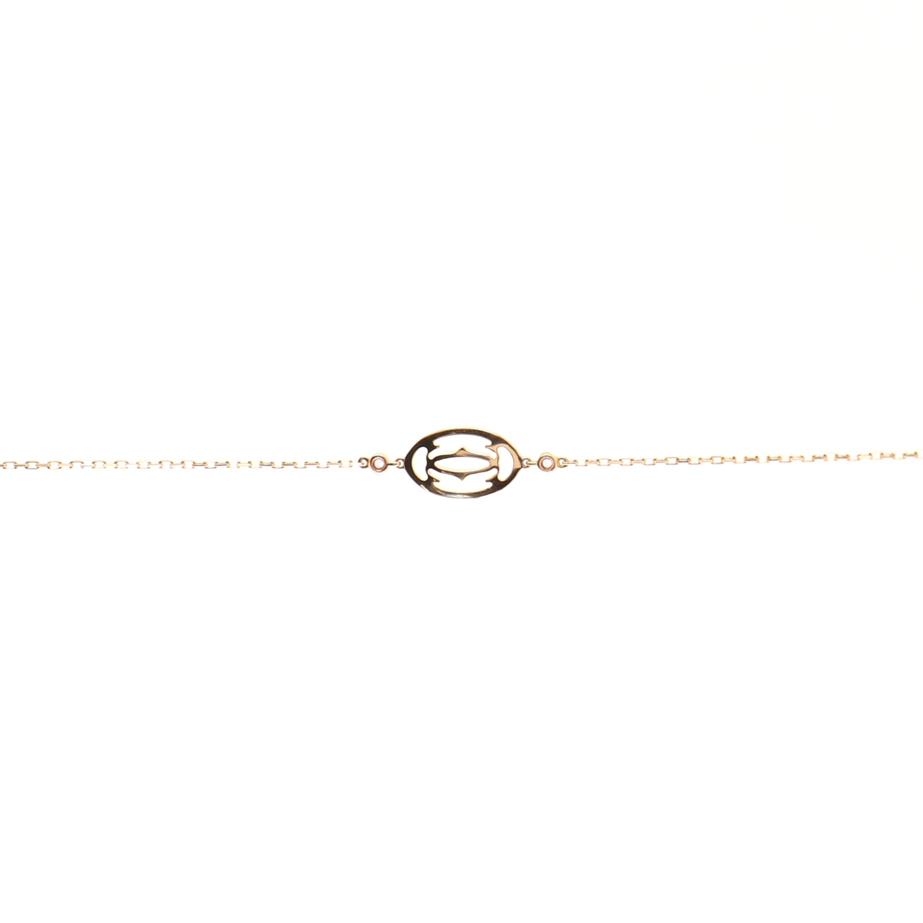 Double C Logo Bracelet 18K Rose Gold with Pink Sapphires