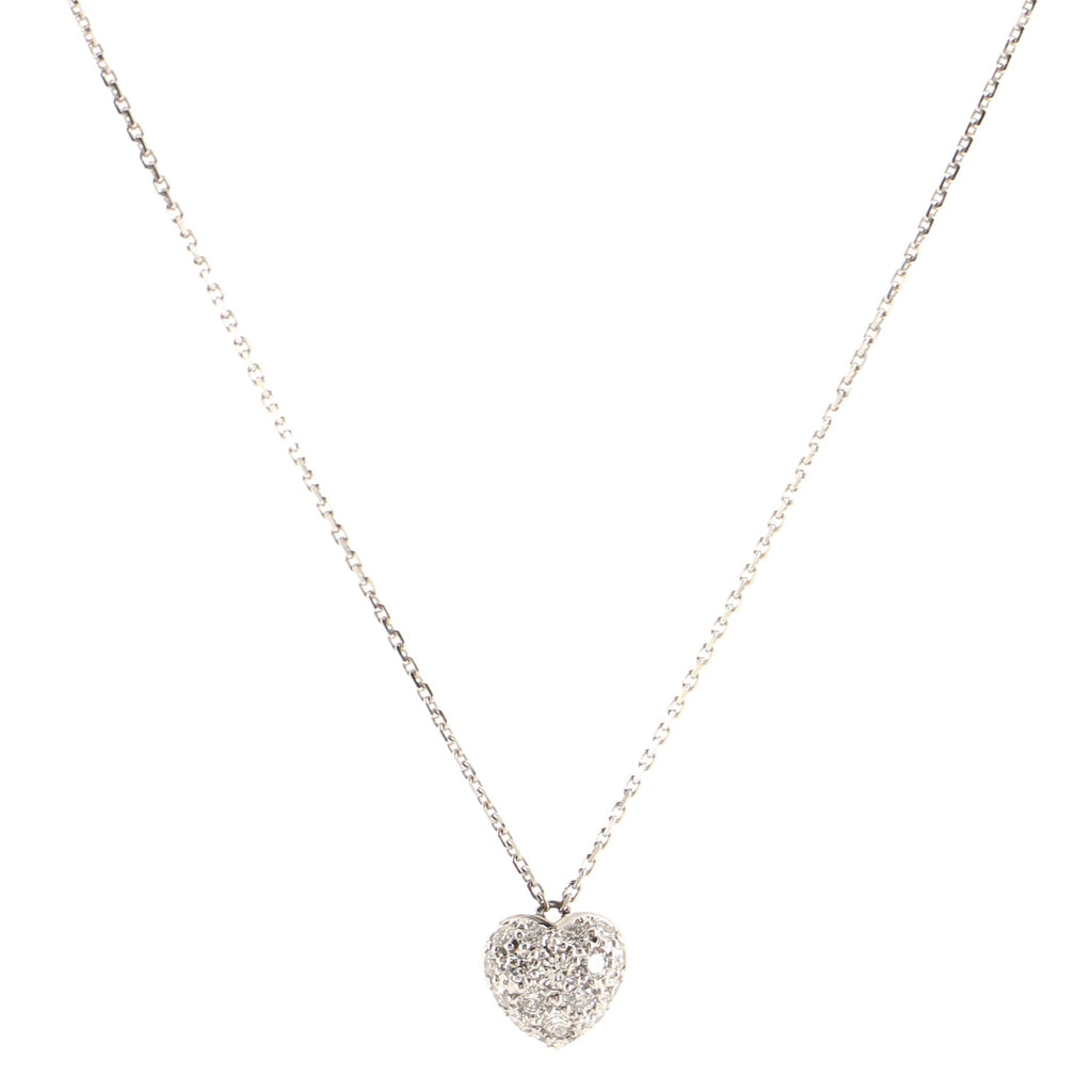 Heart Pendant Necklace 18K White Gold and Diamonds