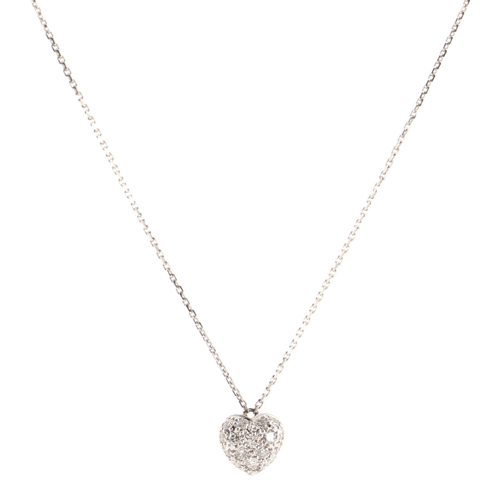 Heart Pendant Necklace 18K White Gold and Diamonds