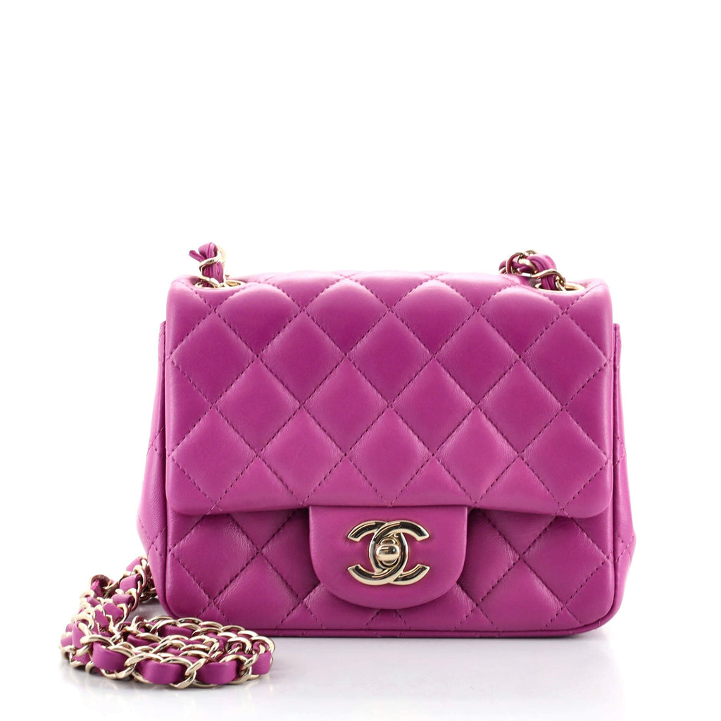 Square Classic Single Flap Bag Quilted Lambskin Mini