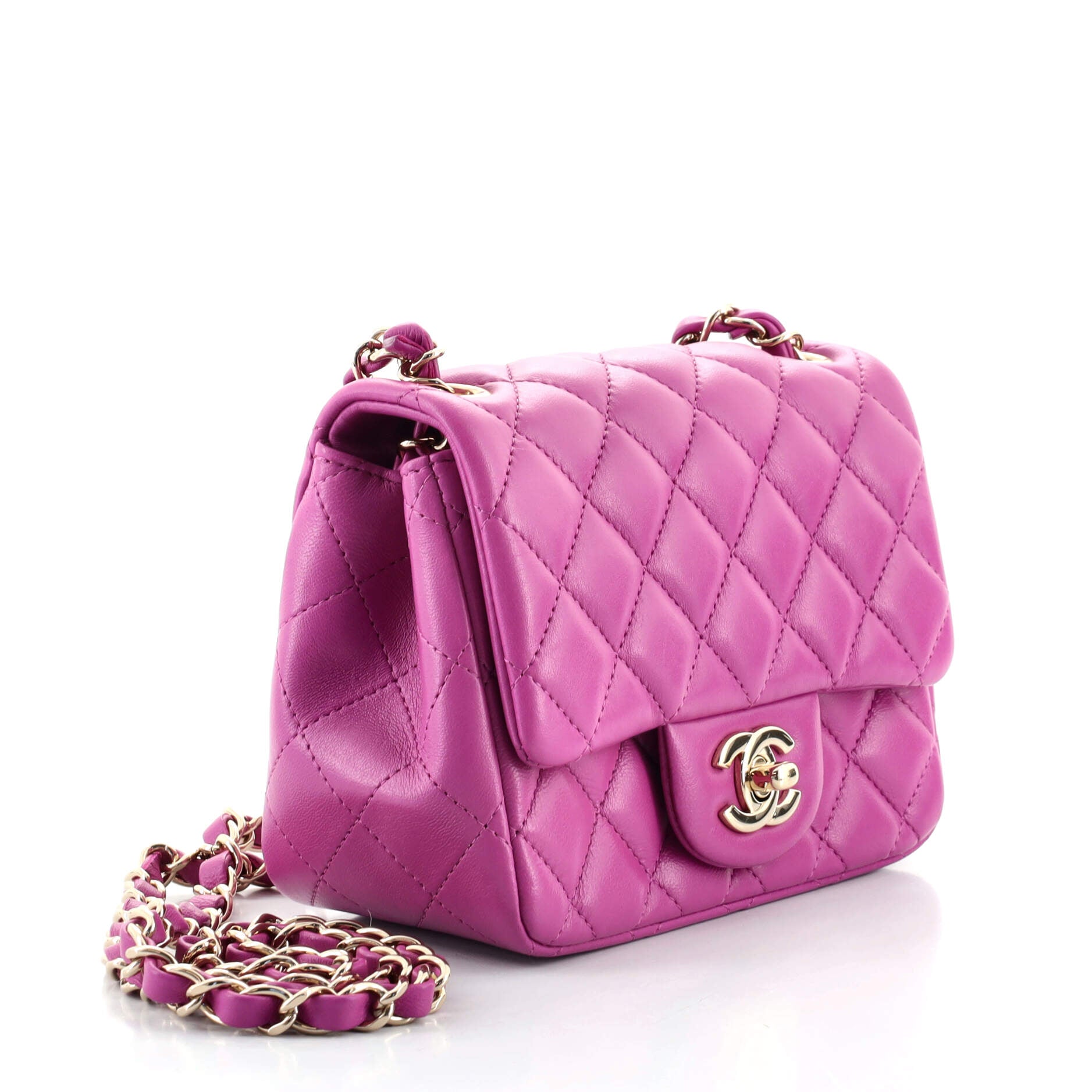 Square Classic Single Flap Bag Quilted Lambskin Mini