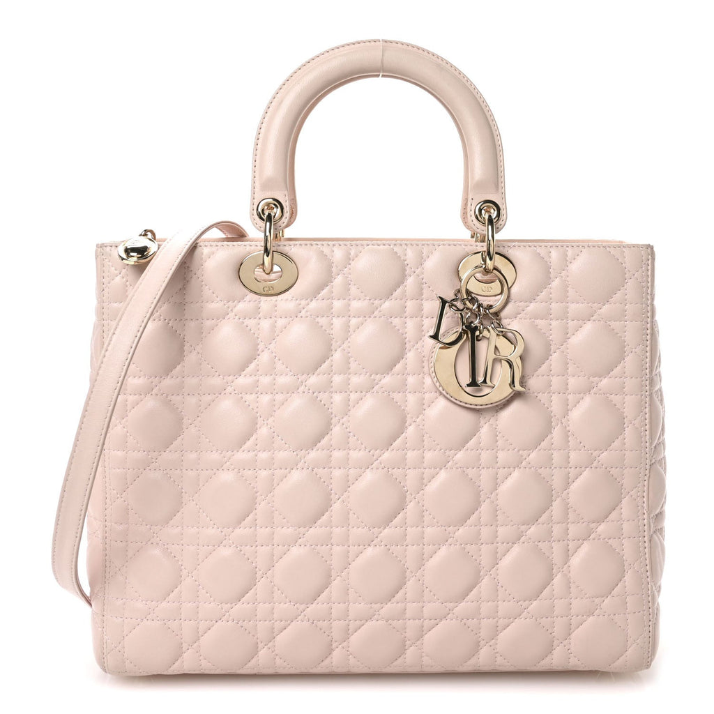 Lambskin Cannage Large Lady Dior Light Pink