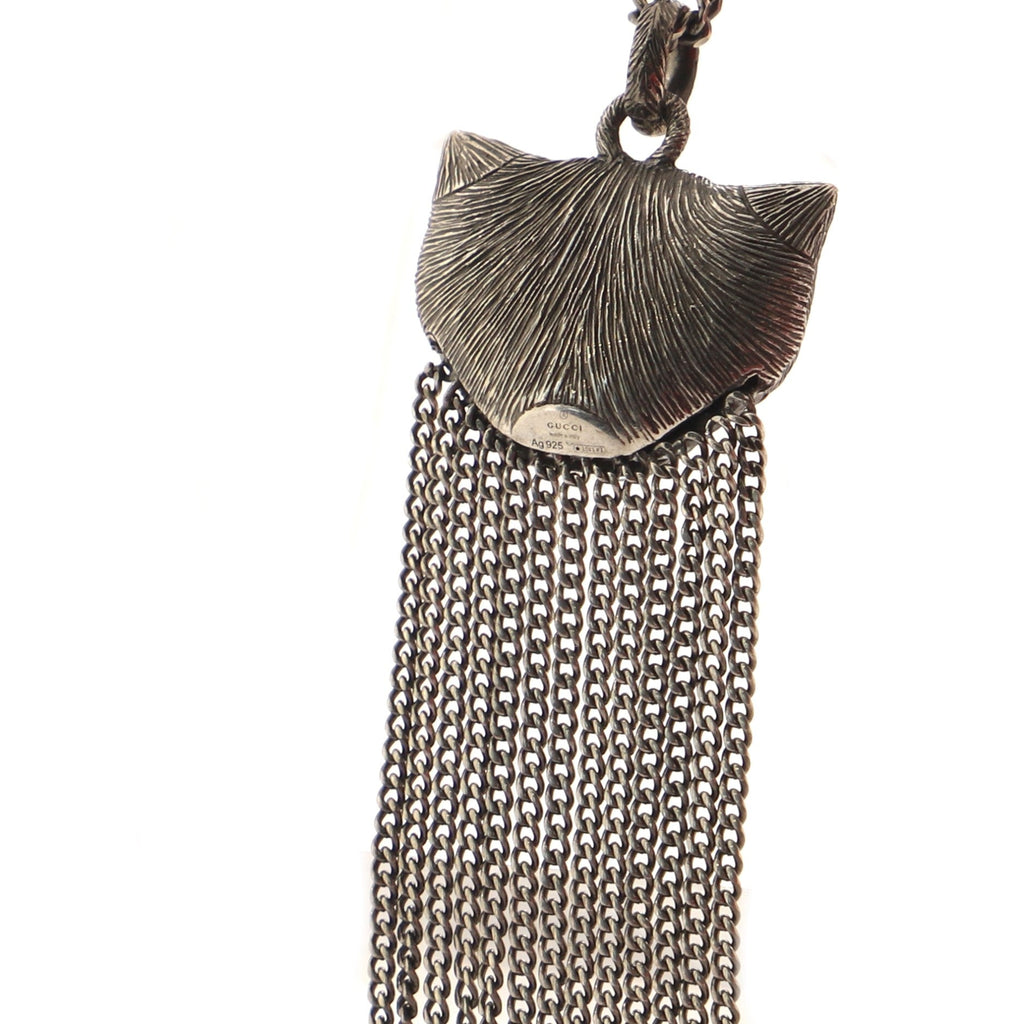Garden Cat Fringe Pendant Necklace Sterling Silver