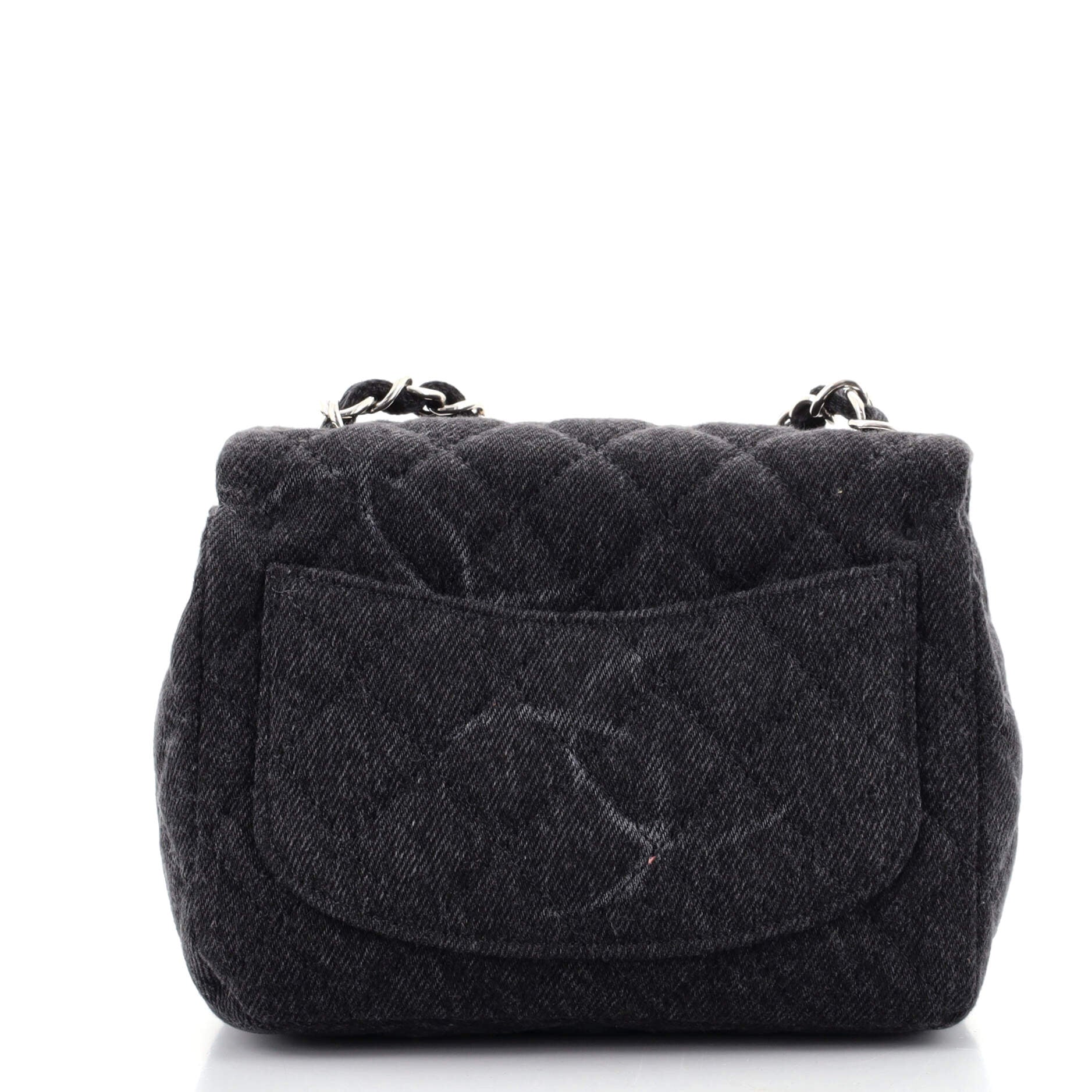 Square Classic Single Flap Bag Quilted CC Printed Denim Mini