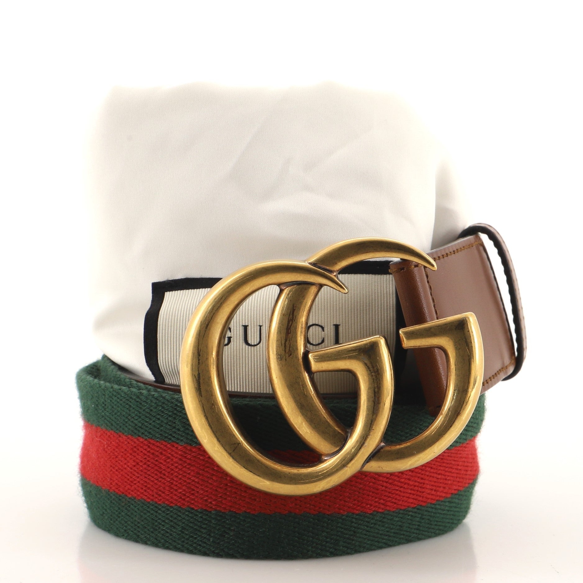 GG Marmont Web Belt Canvas and Leather Wide 95