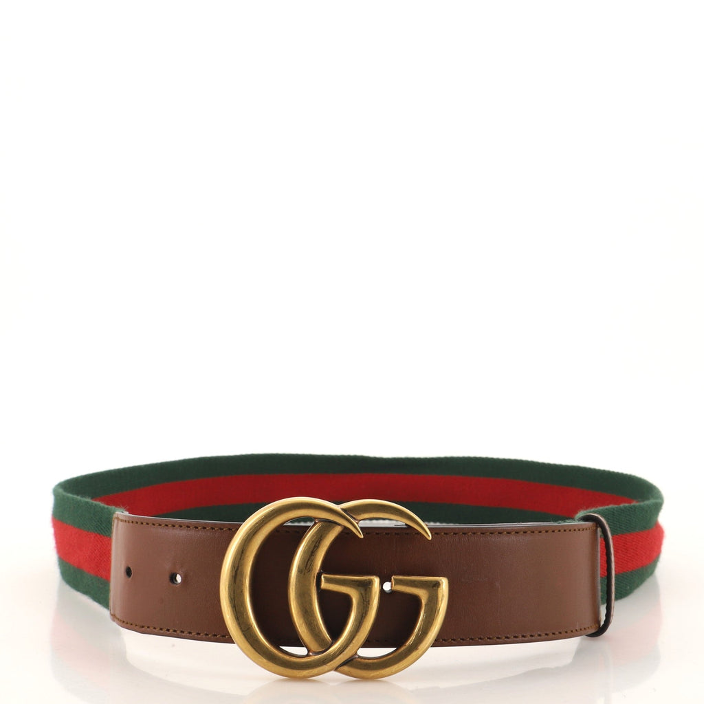 GG Marmont Web Belt Canvas and Leather Wide 95