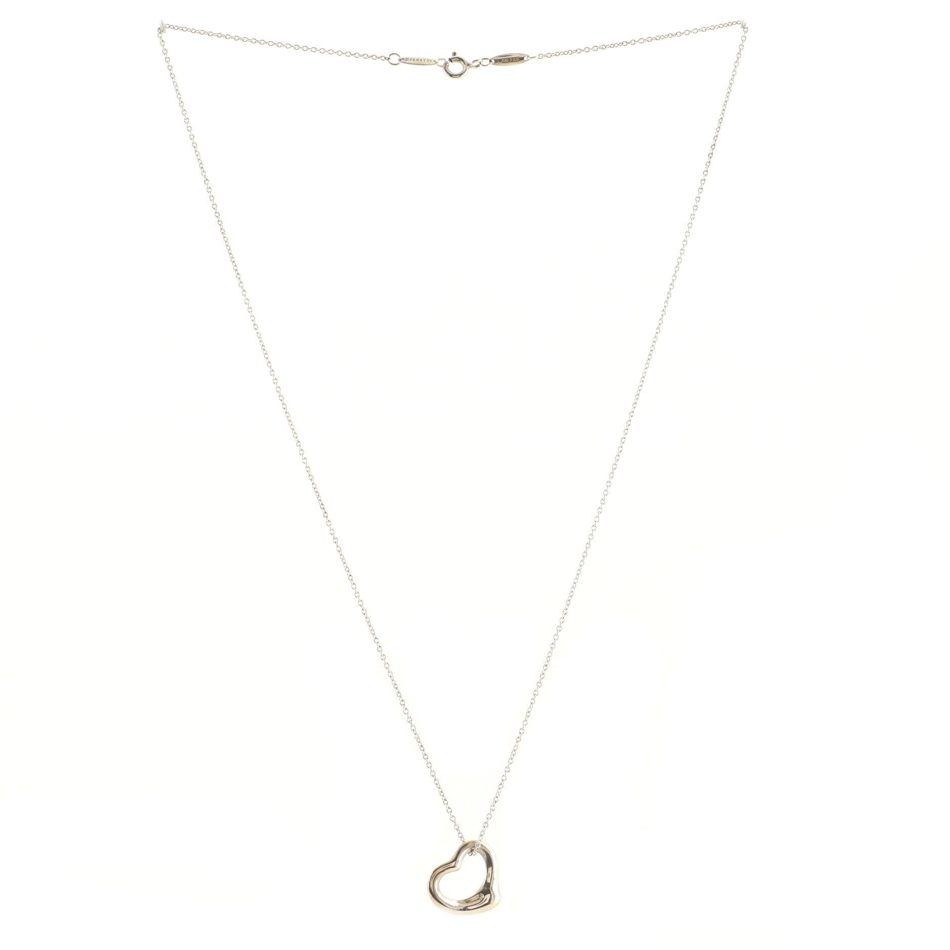 Elsa Peretti Open Heart Pendant Necklace Sterling Silver 16mm