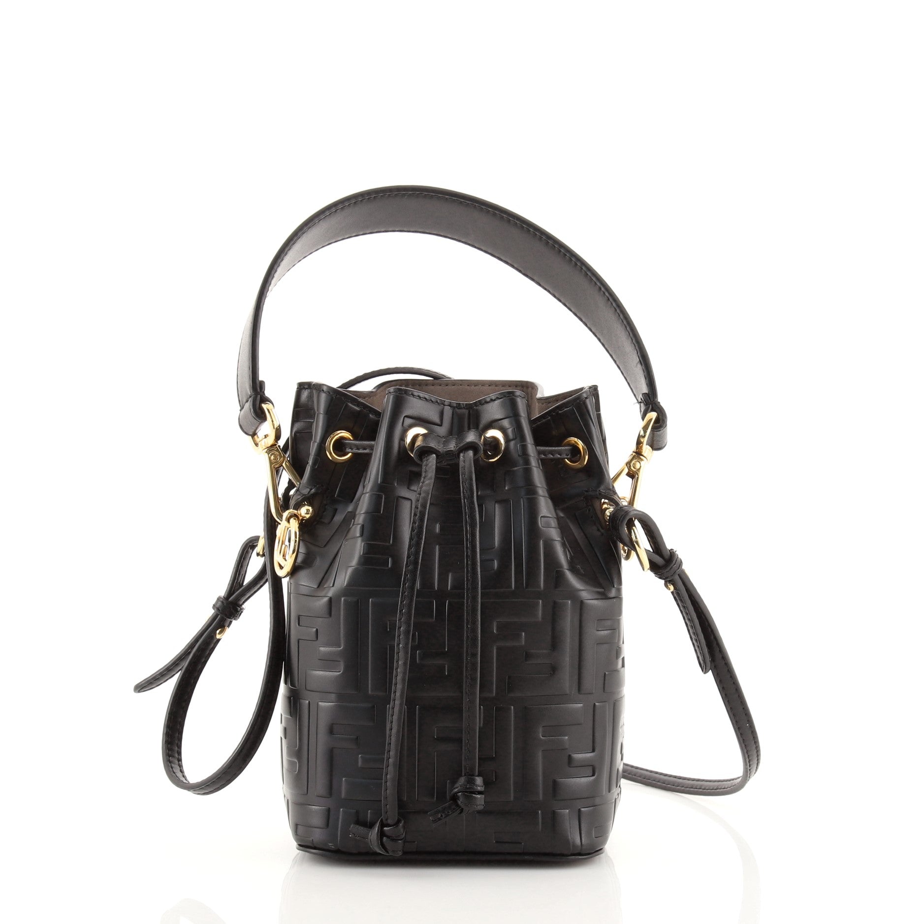 Mon Tresor Bucket Bag Zucca Embossed Leather Mini