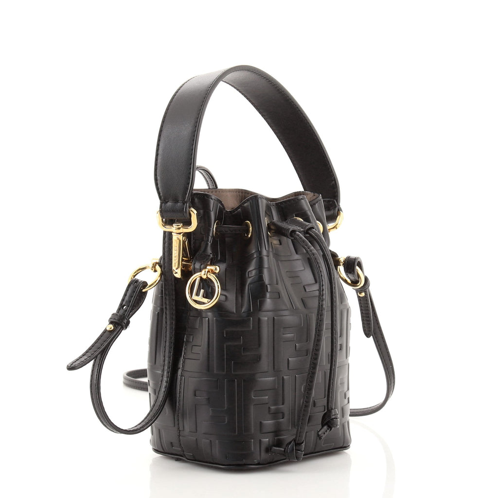 Mon Tresor Bucket Bag Zucca Embossed Leather Mini