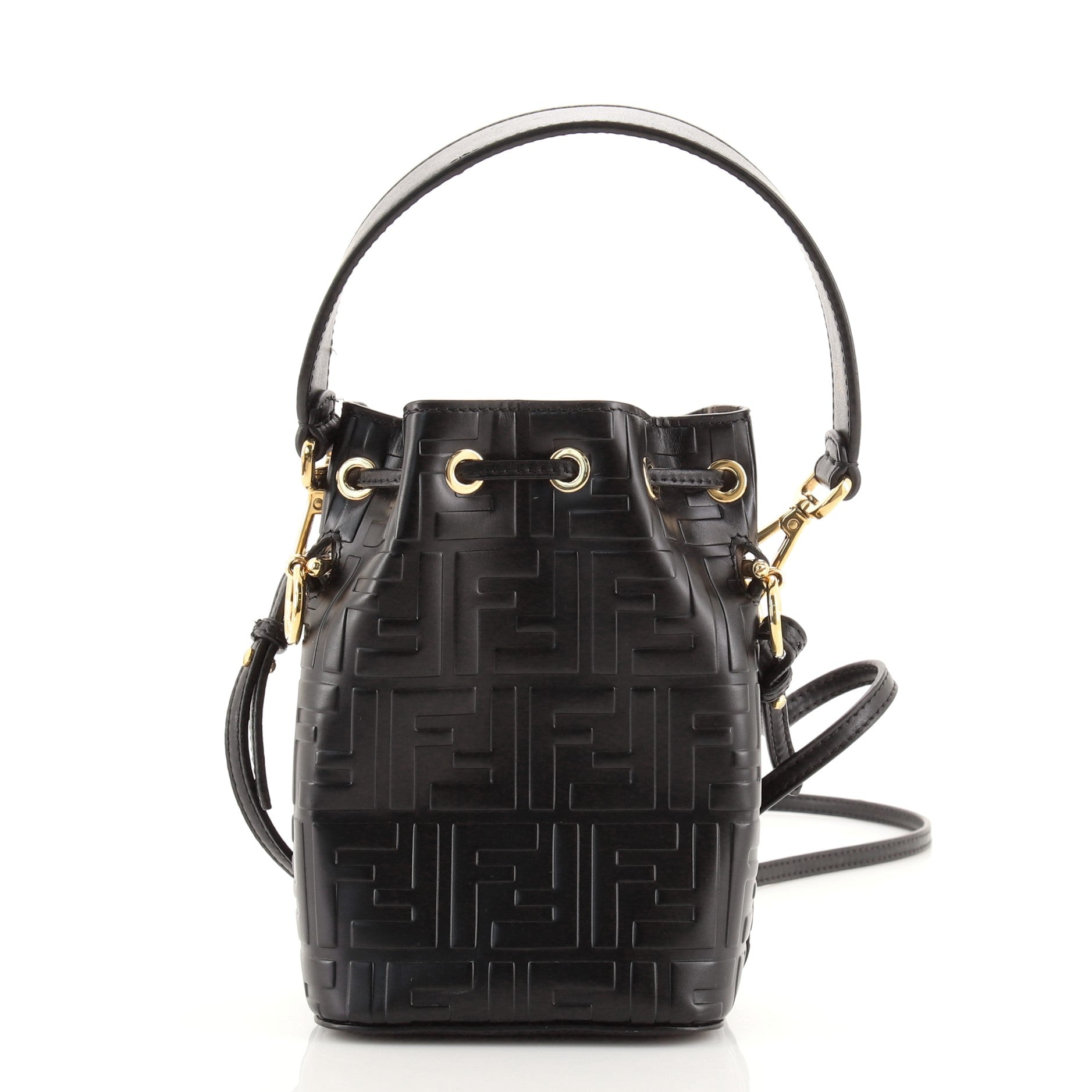 Mon Tresor Bucket Bag Zucca Embossed Leather Mini