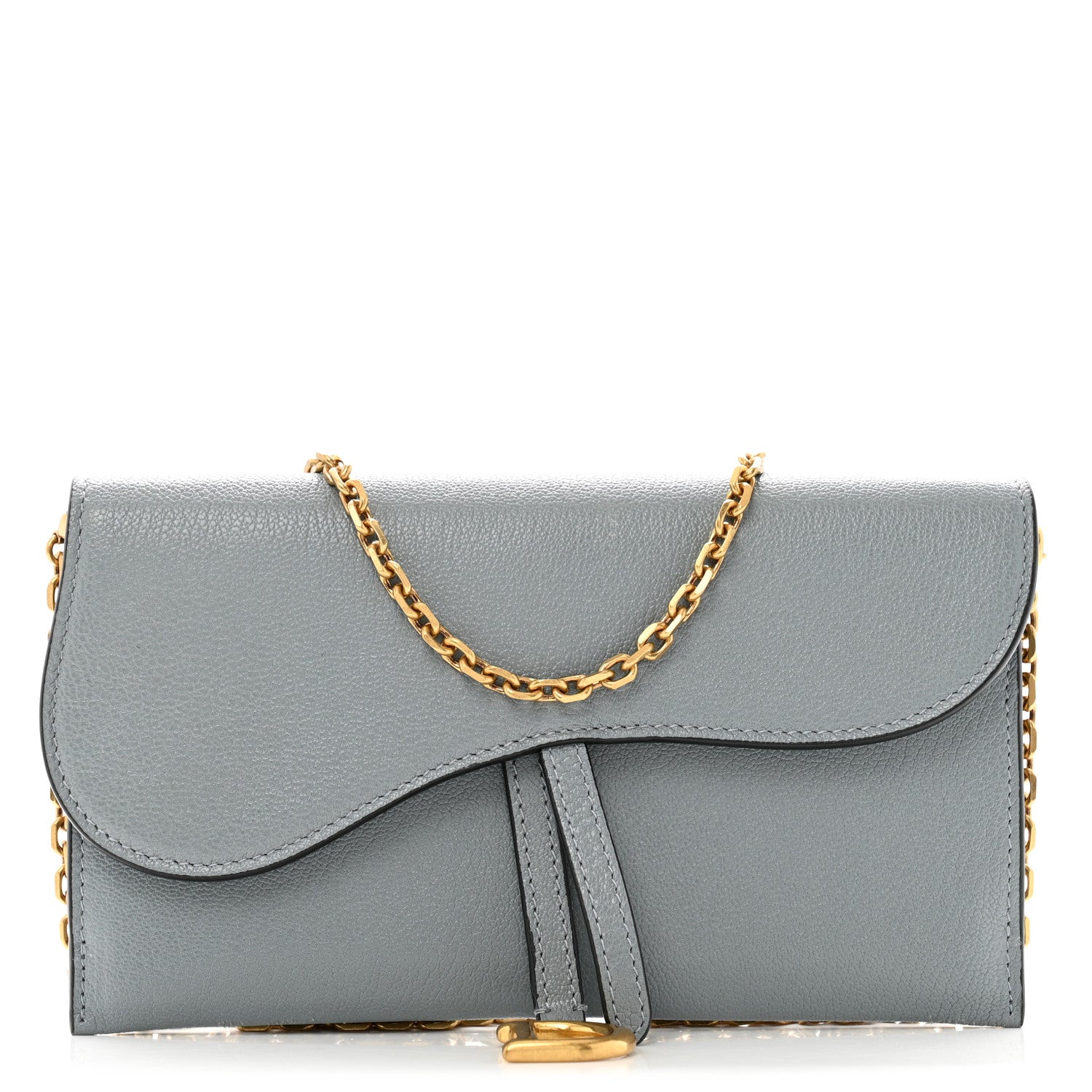 Goatskin Saddle Chain Wallet Pouch Cloud Blue