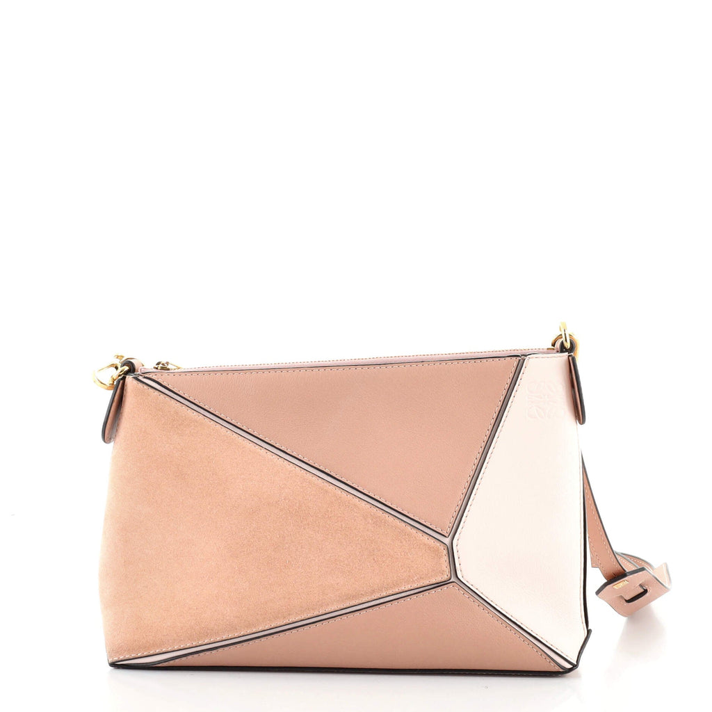 Puzzle Pochette Bag Leather with Suede Mini