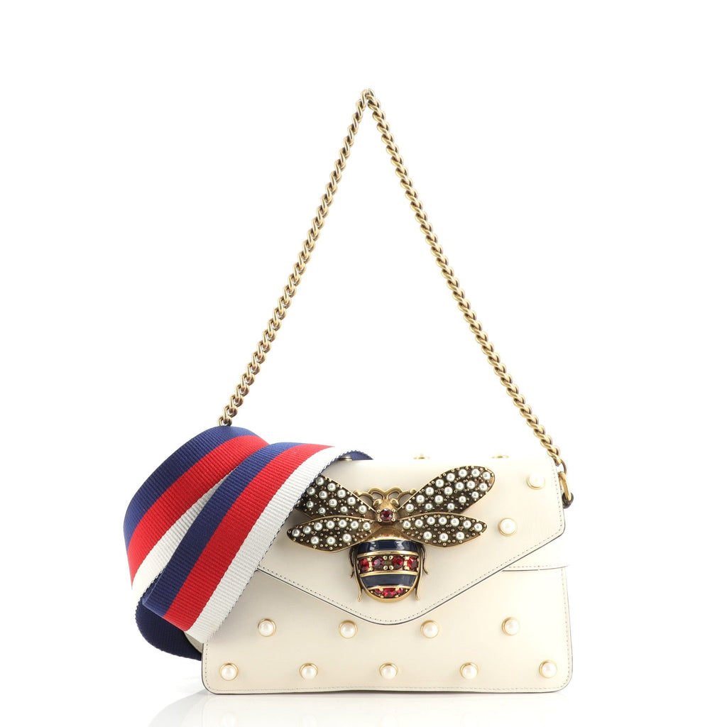 Broadway Pearly Bee Shoulder Bag Embellished Leather Mini