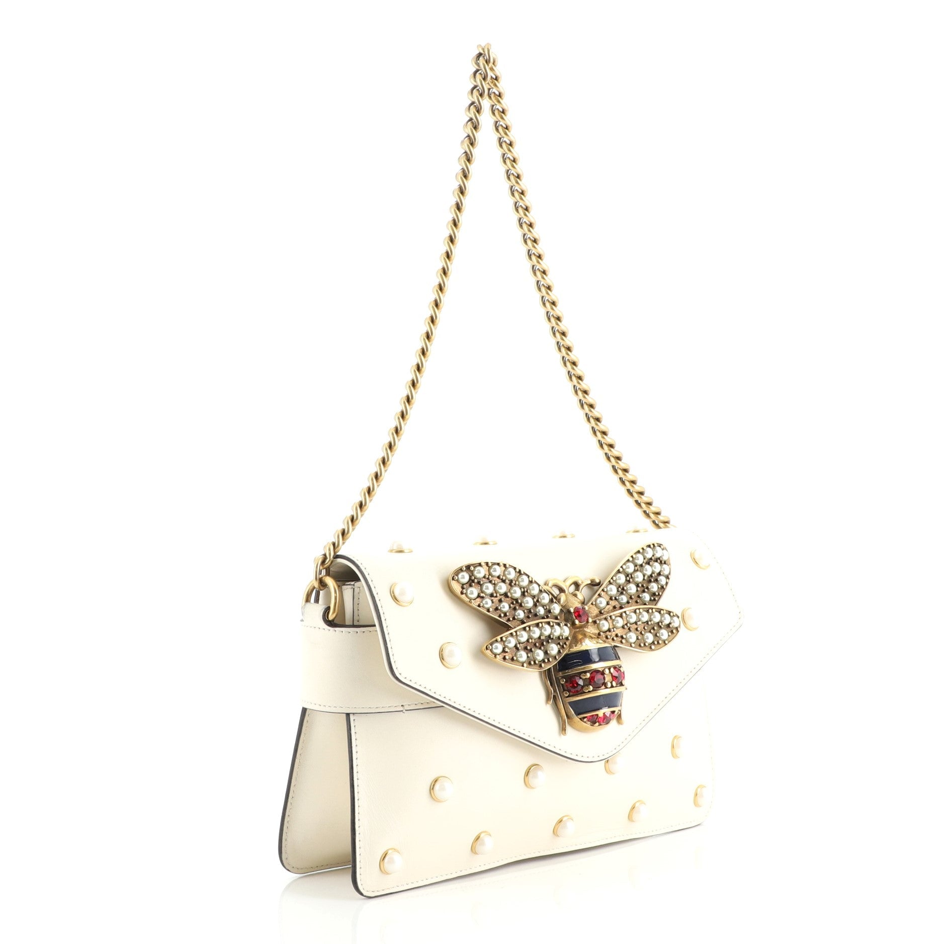 Broadway Pearly Bee Shoulder Bag Embellished Leather Mini