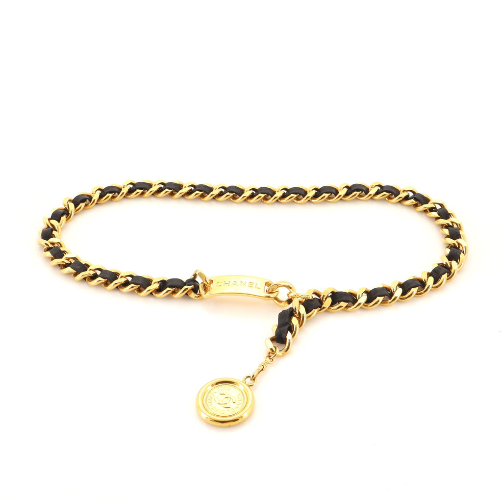 Vintage Medallion Chain Belt Metal and Leather 75