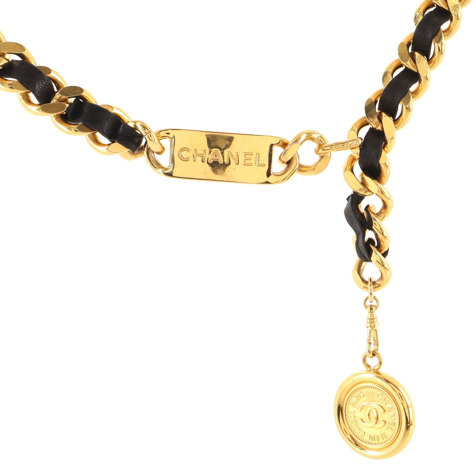 Vintage Medallion Chain Belt Metal and Leather 75