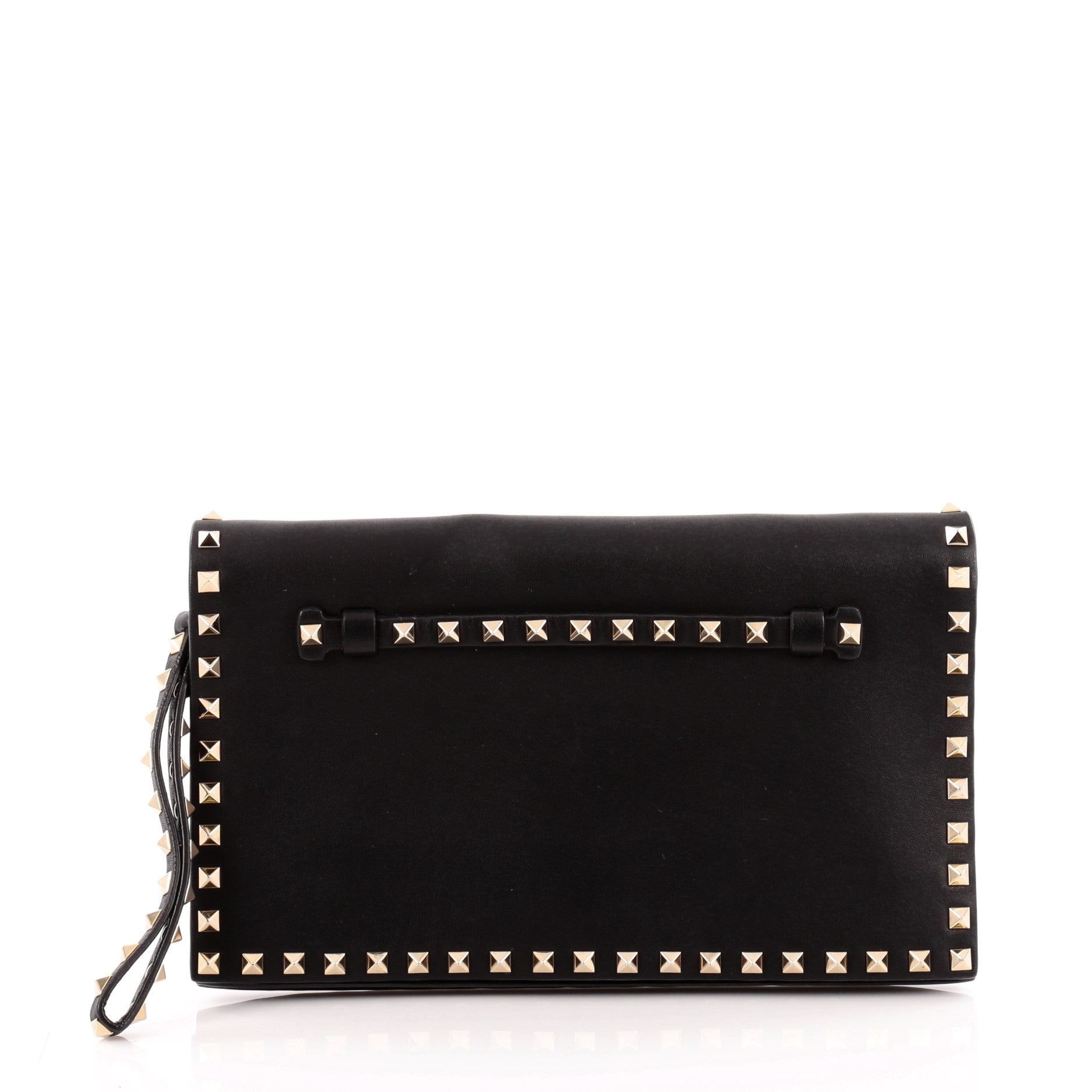 Rockstud Flap Clutch Leather