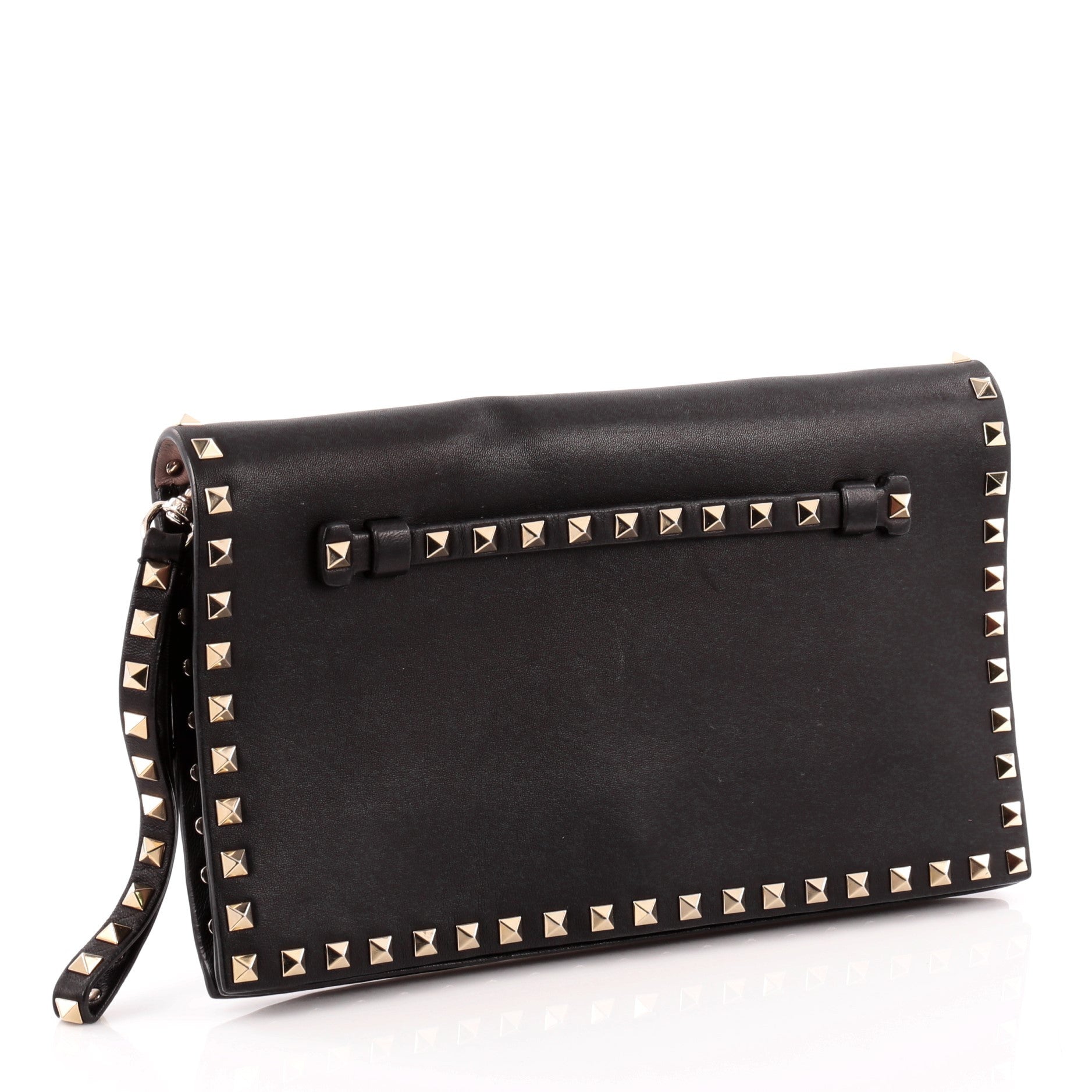 Rockstud Flap Clutch Leather