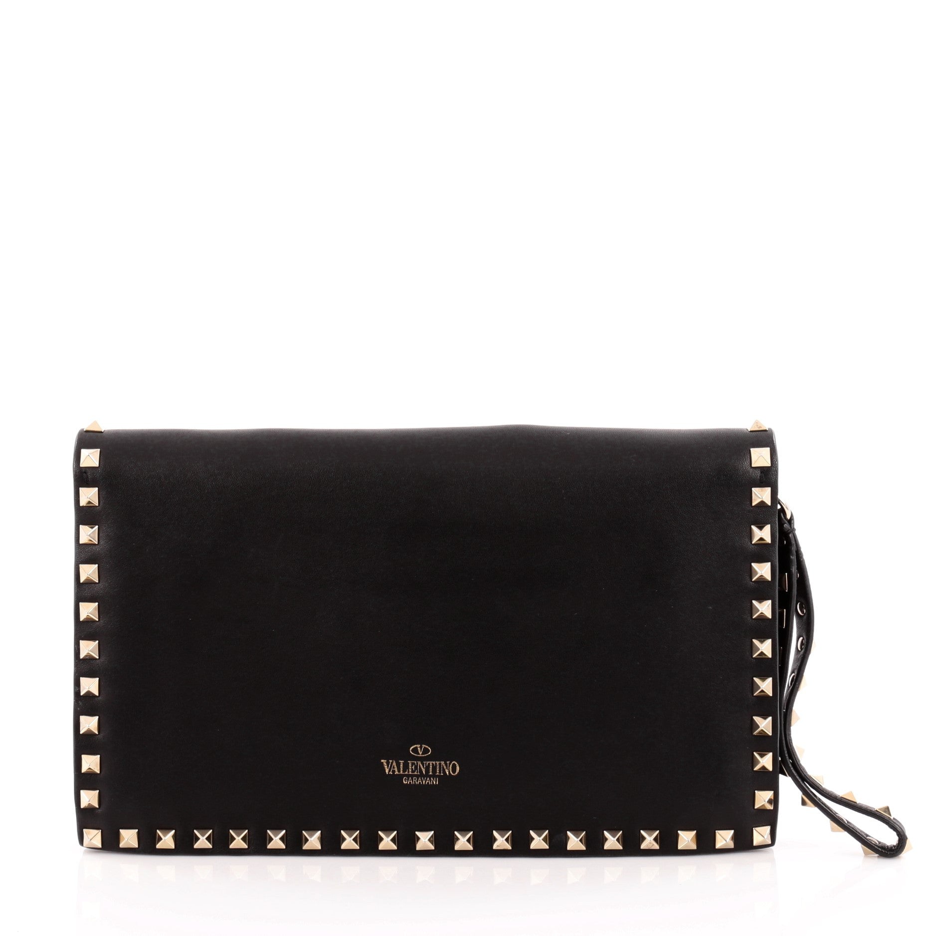 Rockstud Flap Clutch Leather